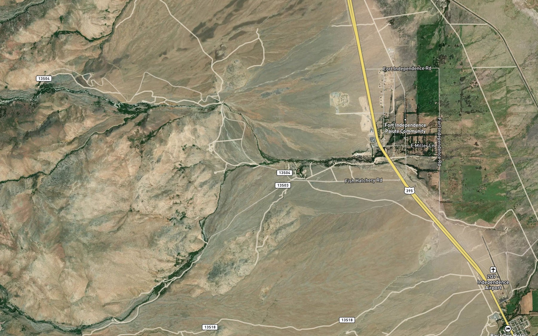 Satellite map of the South Fork Oak Creek