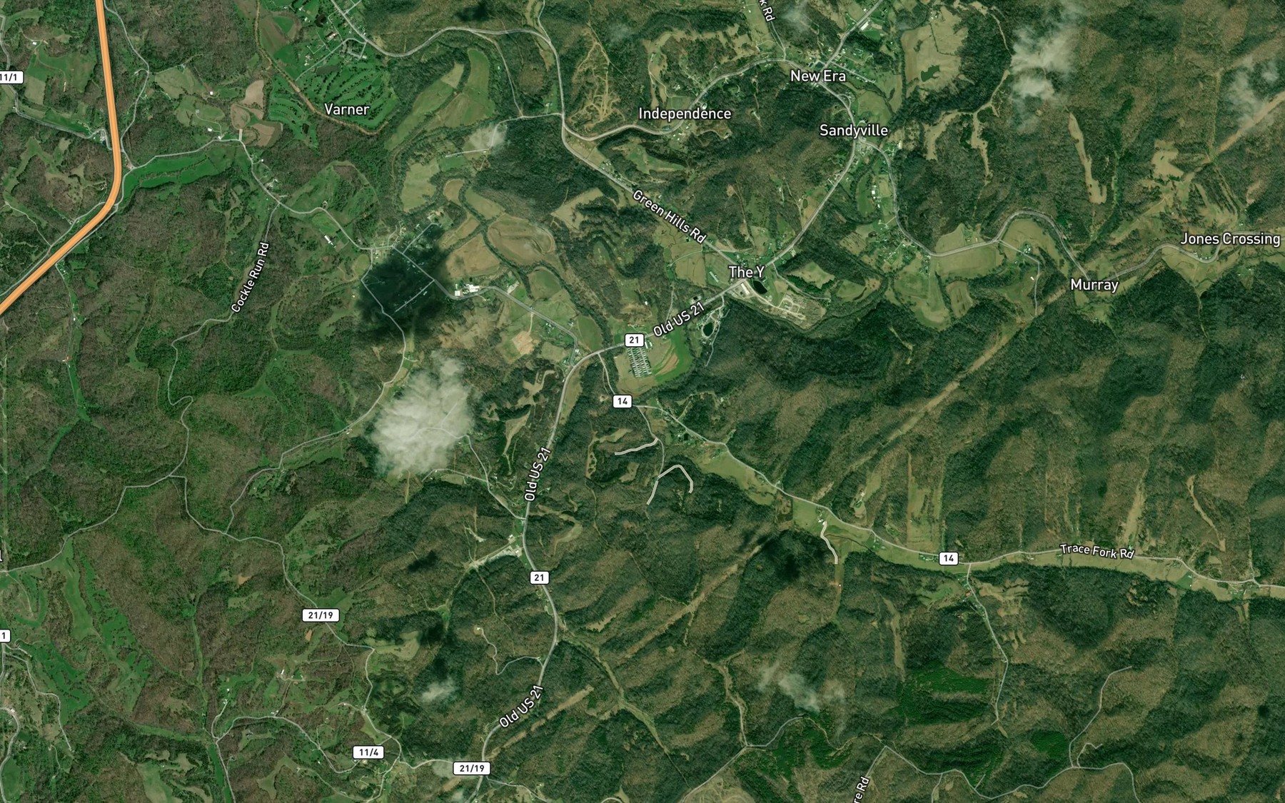 Satellite map of the Trace Fork