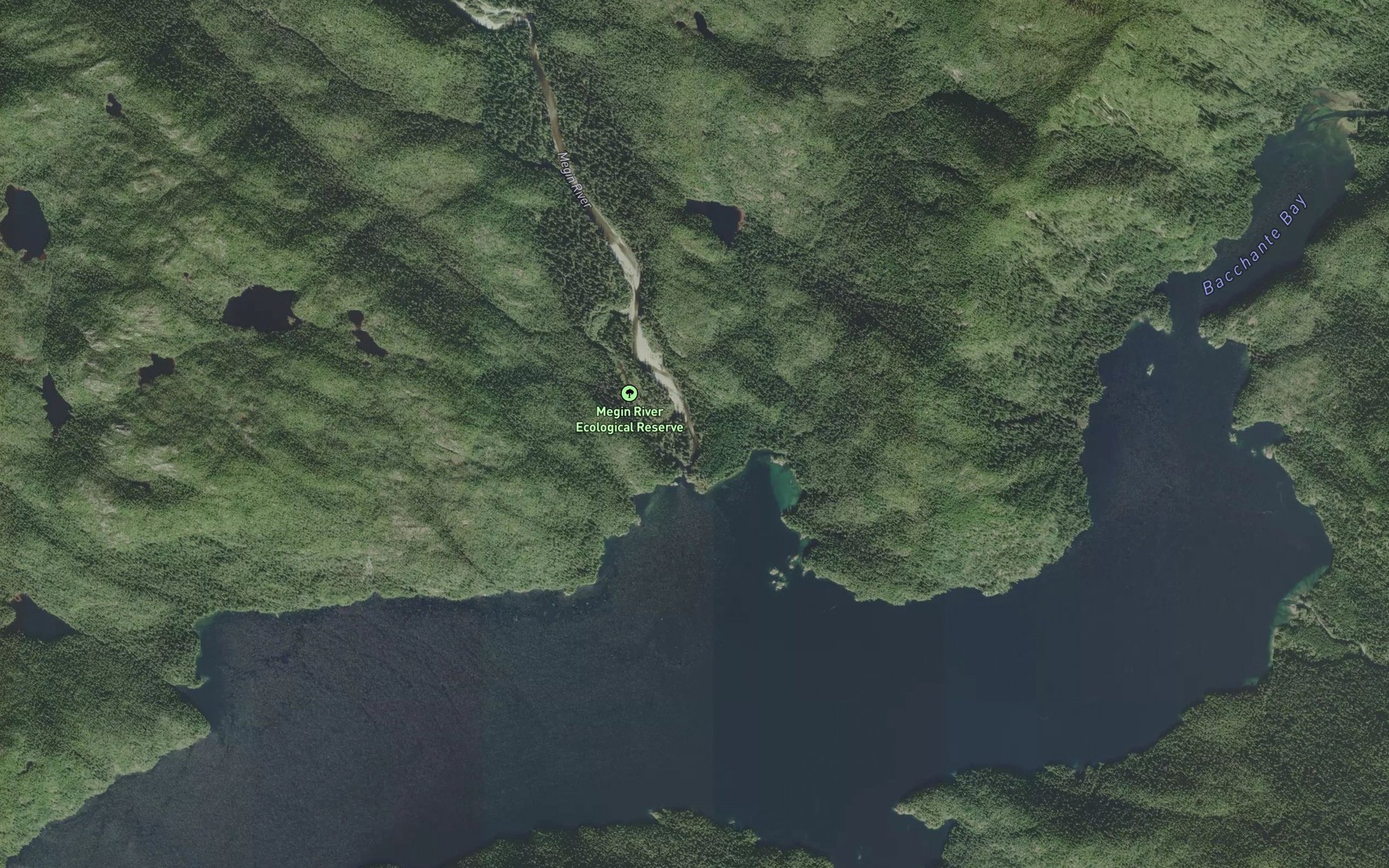 Satellite map of the Megin River