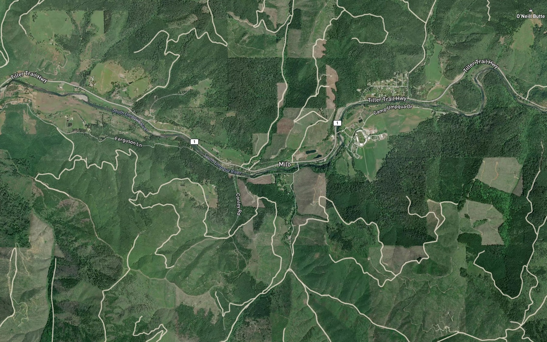 Satellite map of the Stouts Creek