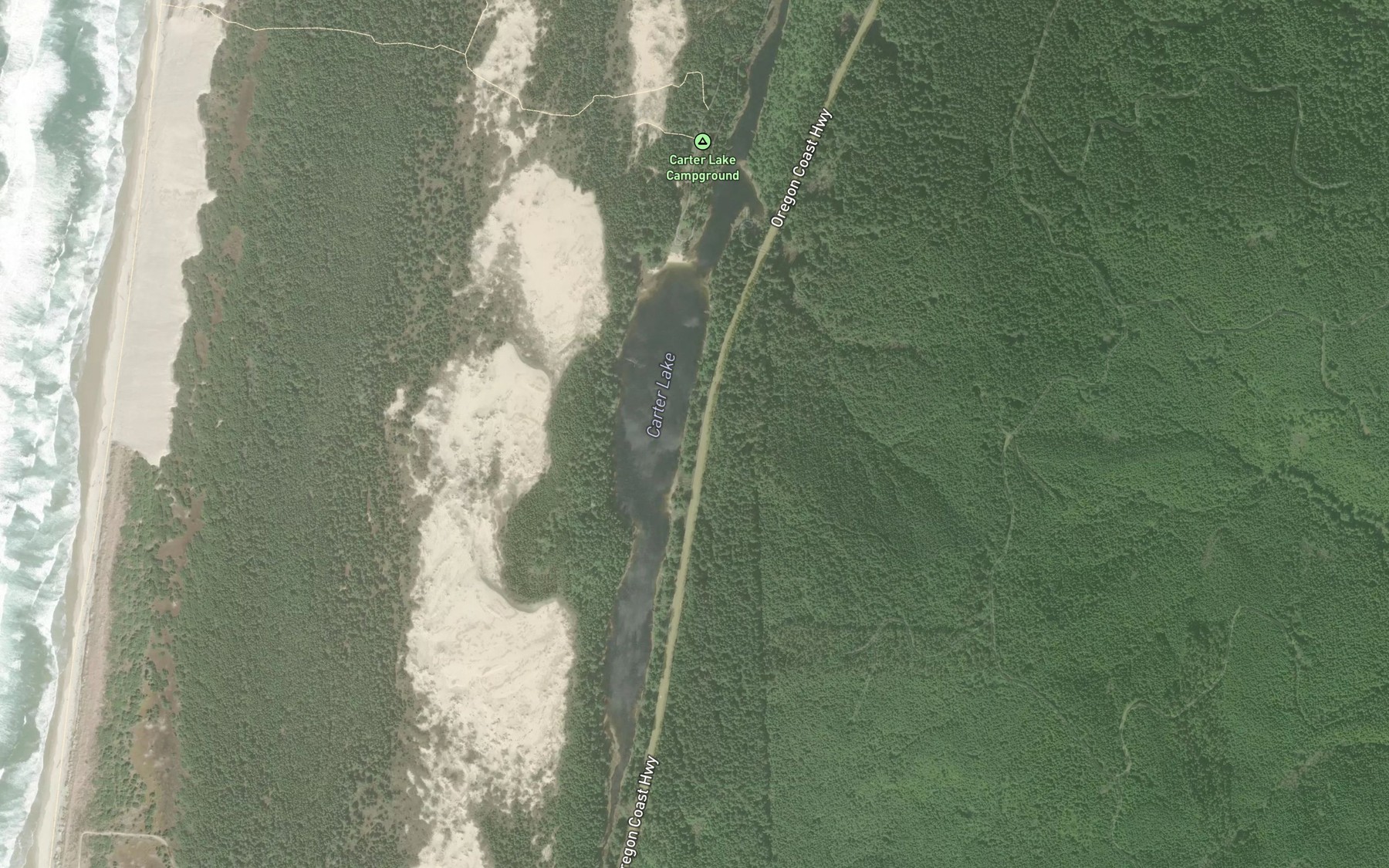 Satellite map of the Carter Lake