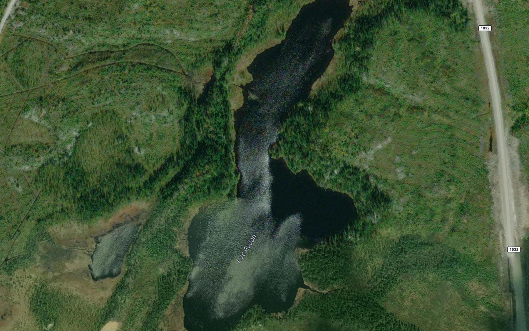 Satellite map of the Lac Audon