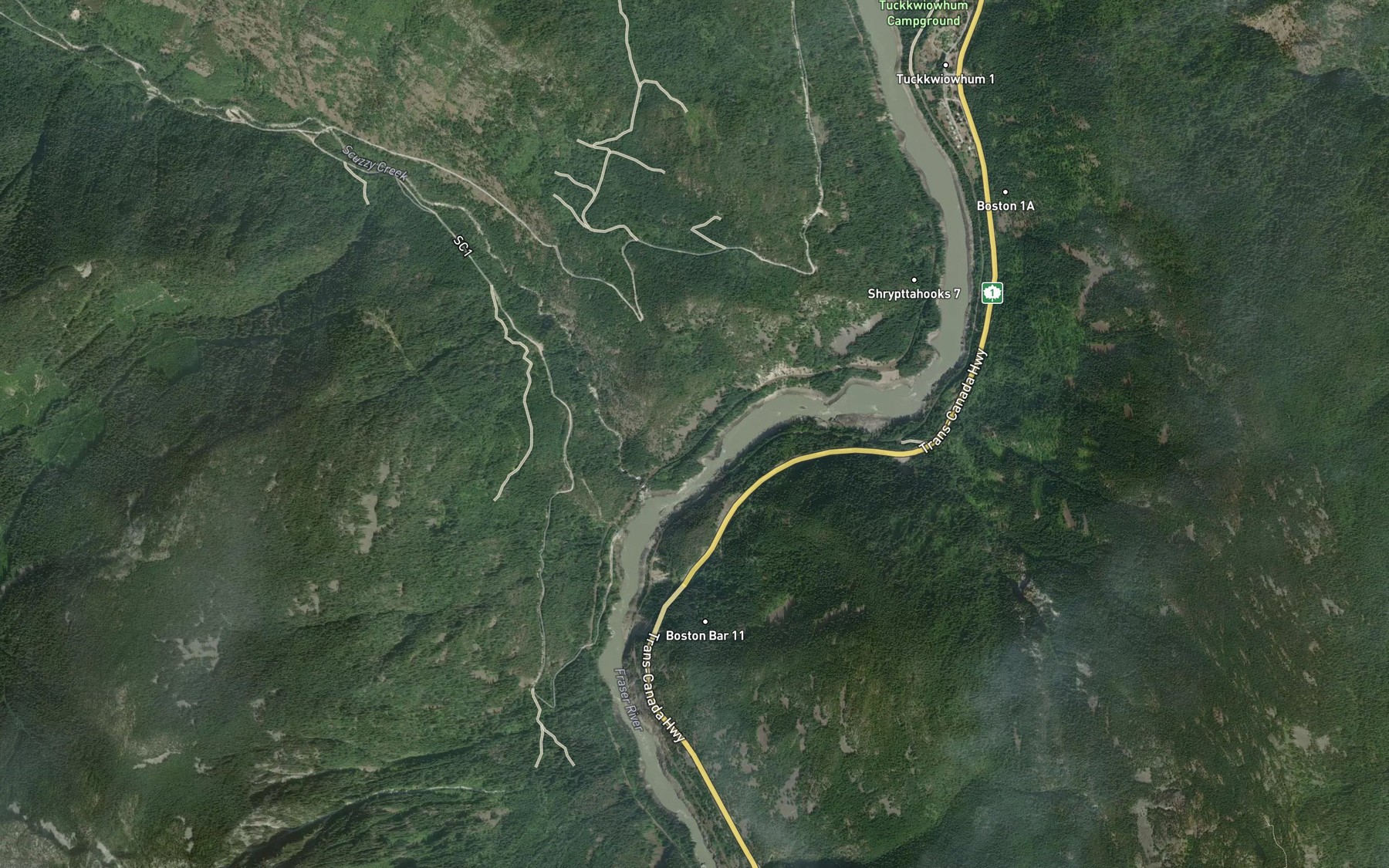 Satellite map of the Scuzzy Rapids