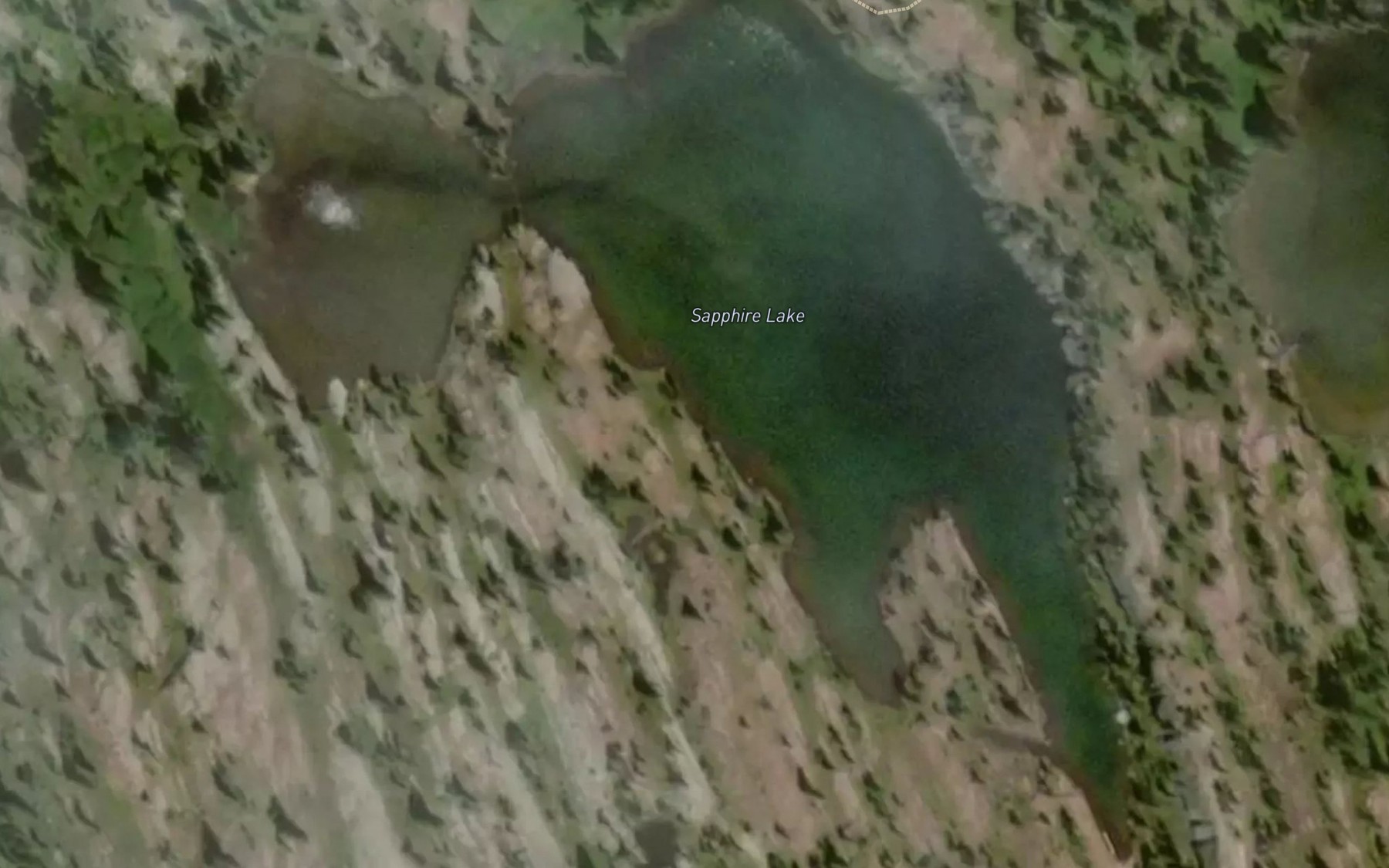 Satellite map of the Sapphire Lake