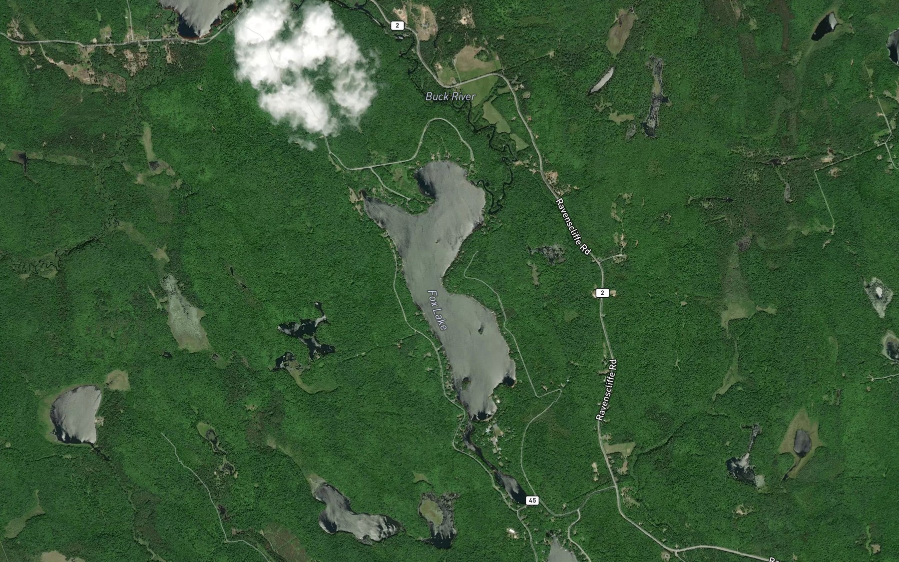 Satellite map of the Fox Lake