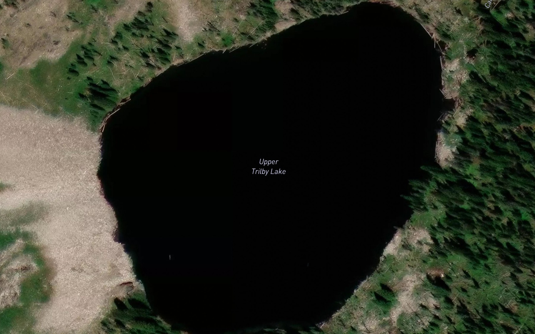 Satellite map of the Upper Trilby Lake