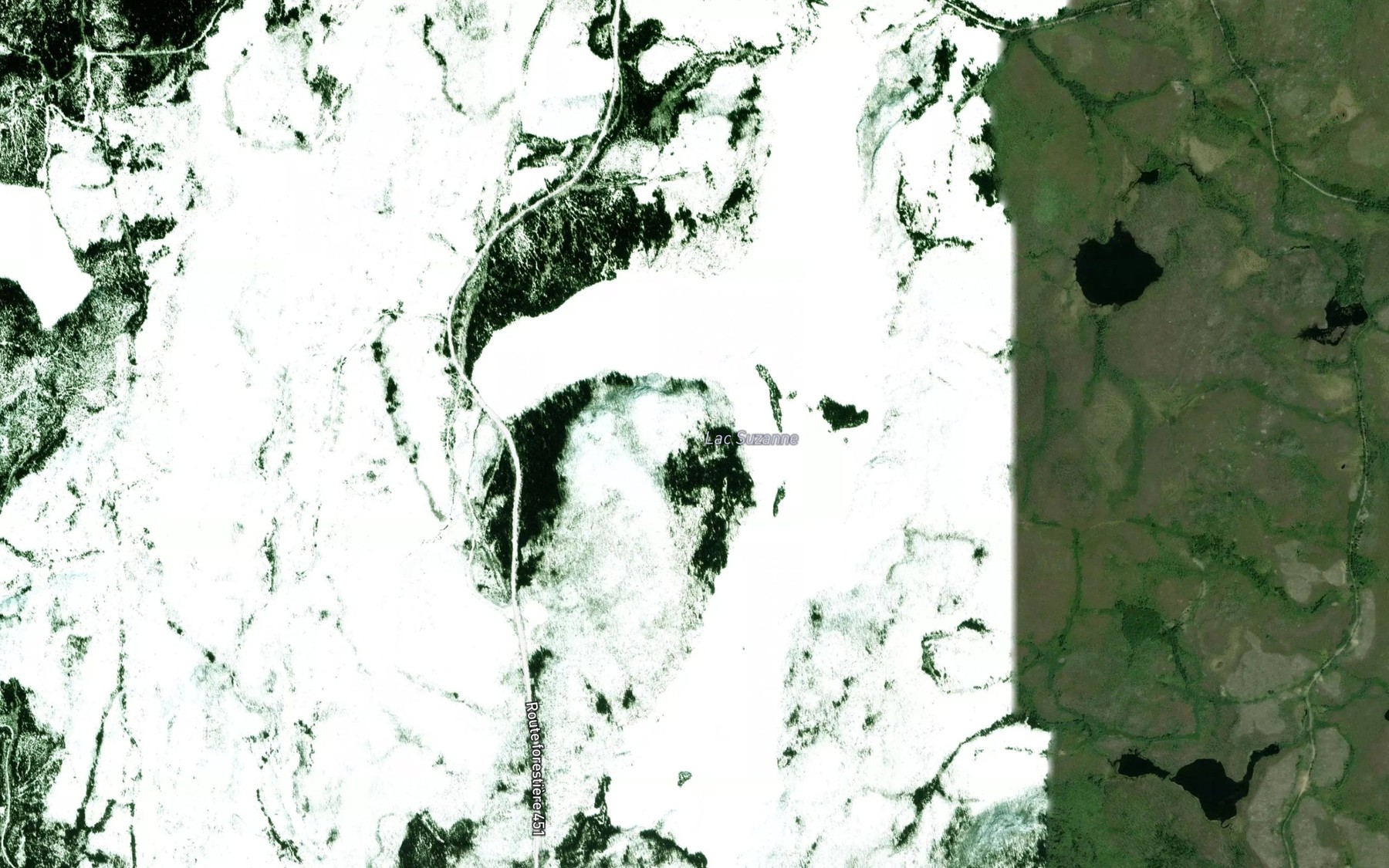 Satellite map of the Lac Suzanne