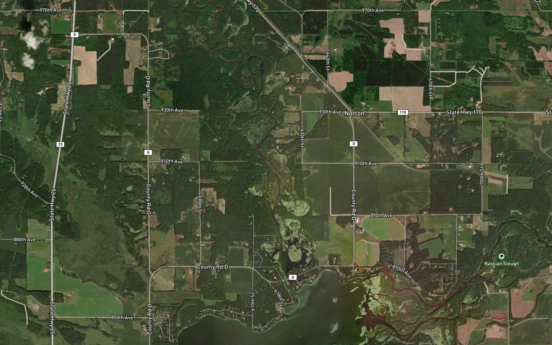 Satellite map of the Hay River
