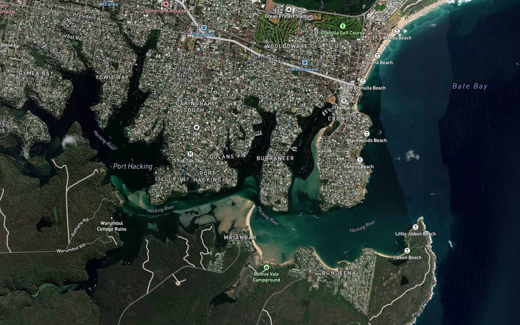 Satellite map of the Port Hacking
