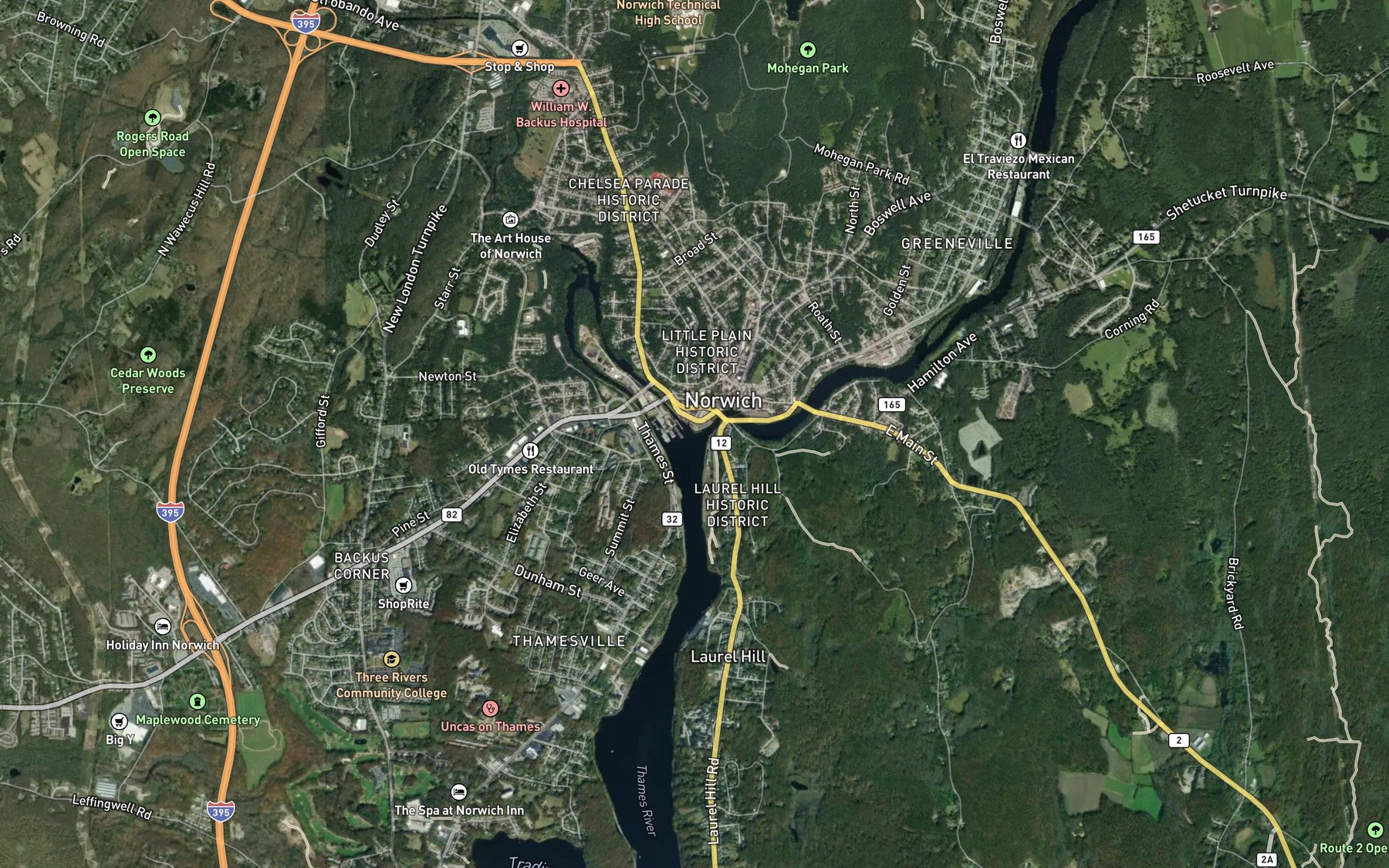 Satellite map of the Howard Brown Memorial Park