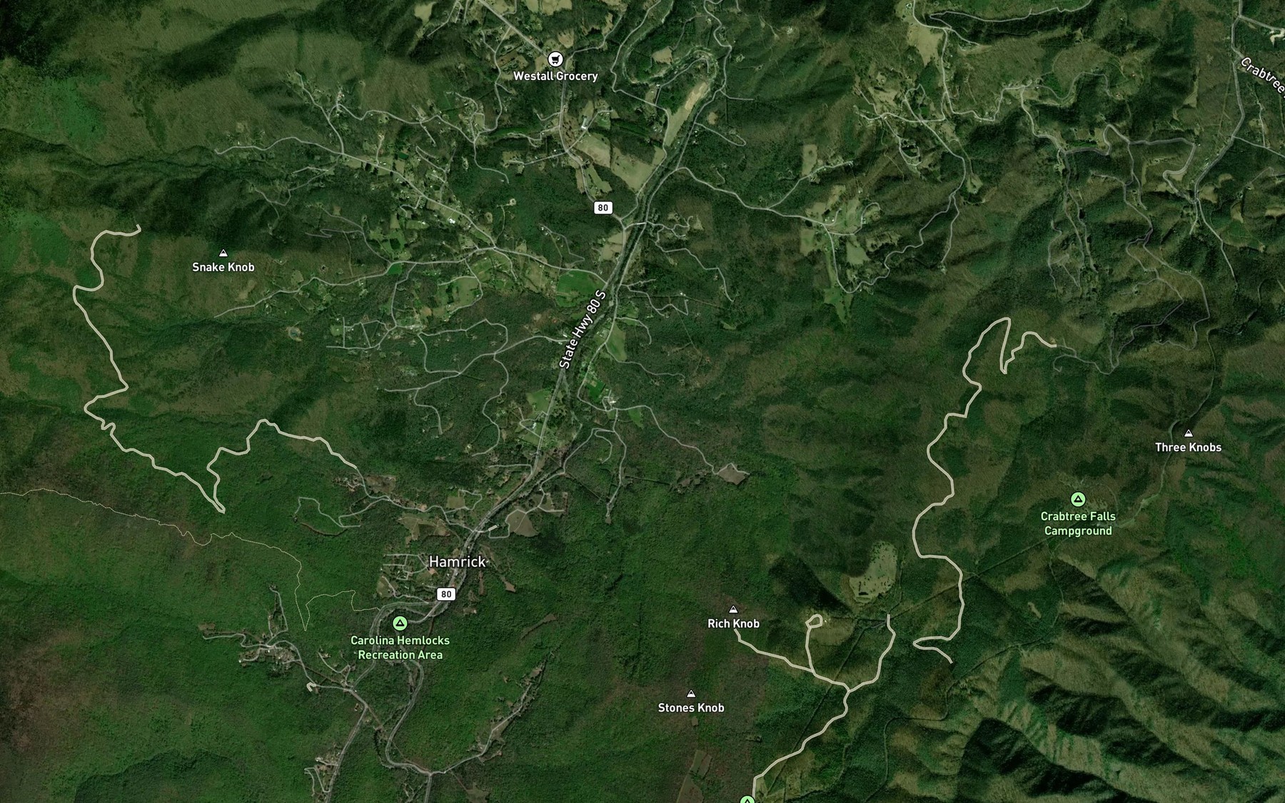 Satellite map of the Shingle Pile Creek