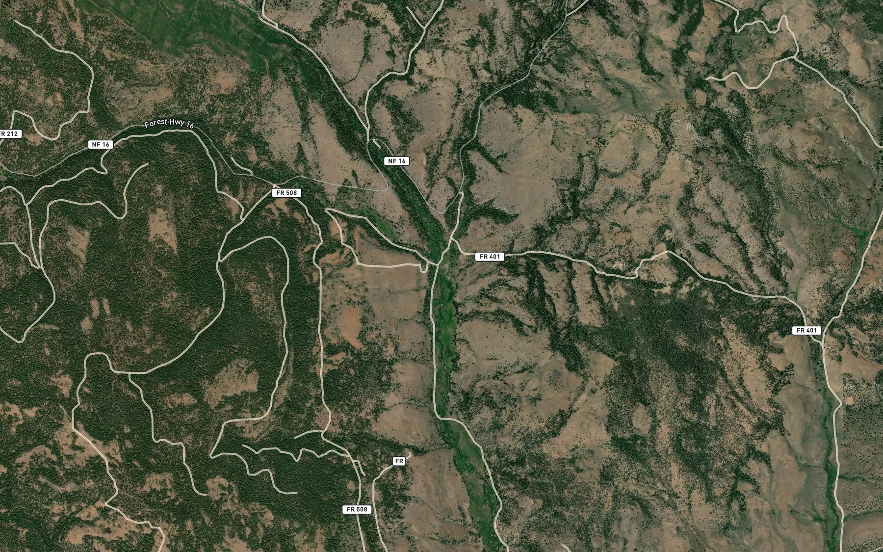 Satellite map of the Squaw Creek