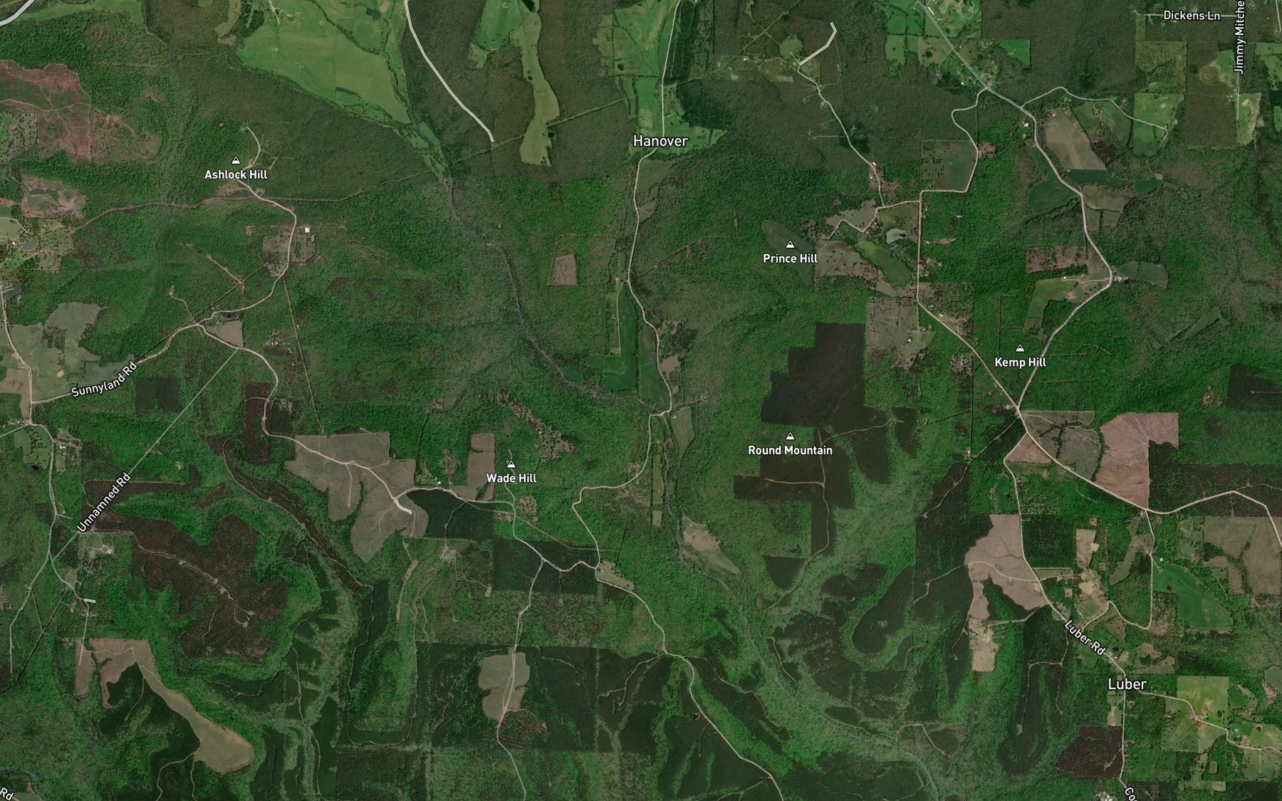 Satellite map of the Johnson Creek