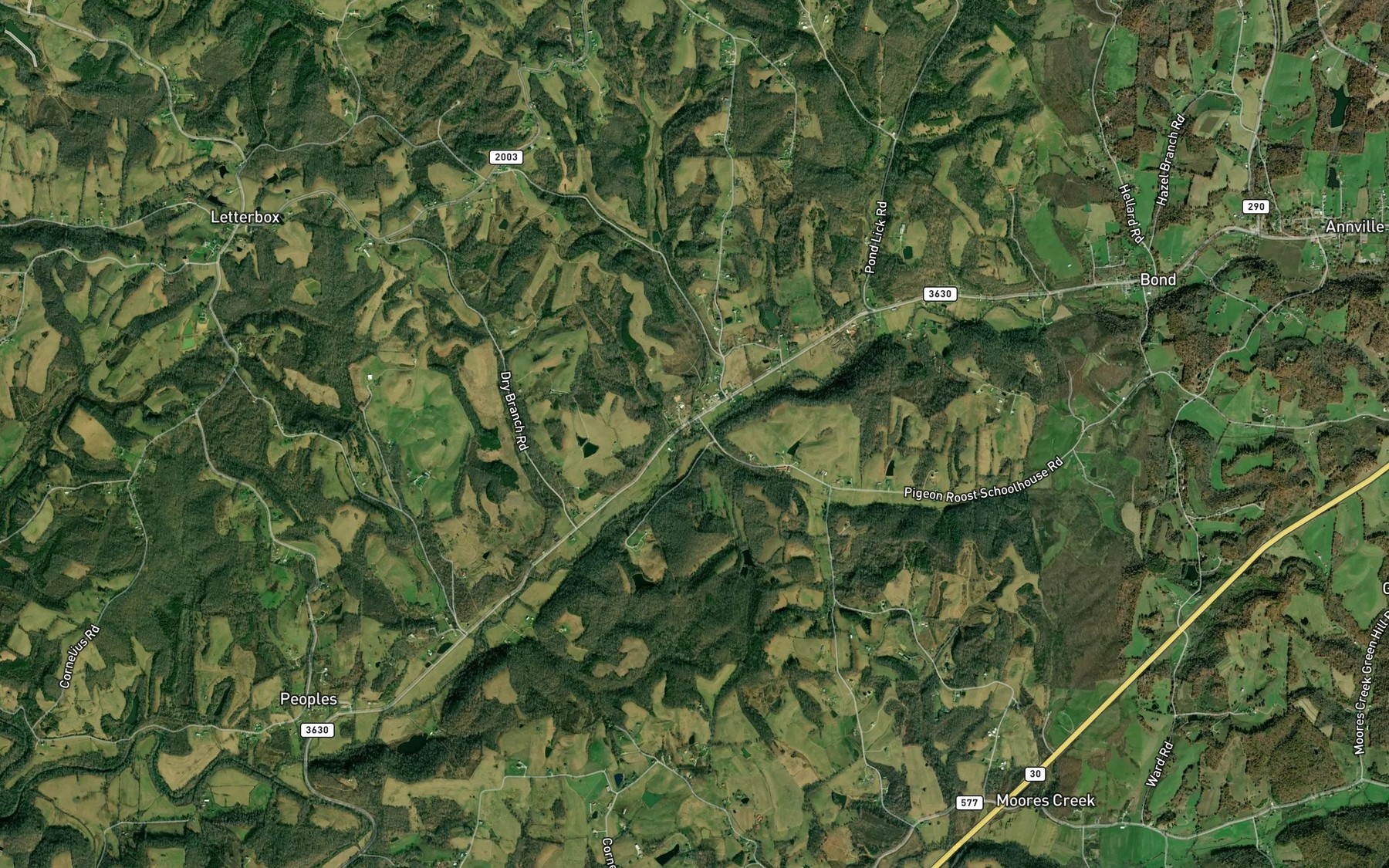 Satellite map of the Nichols Branch