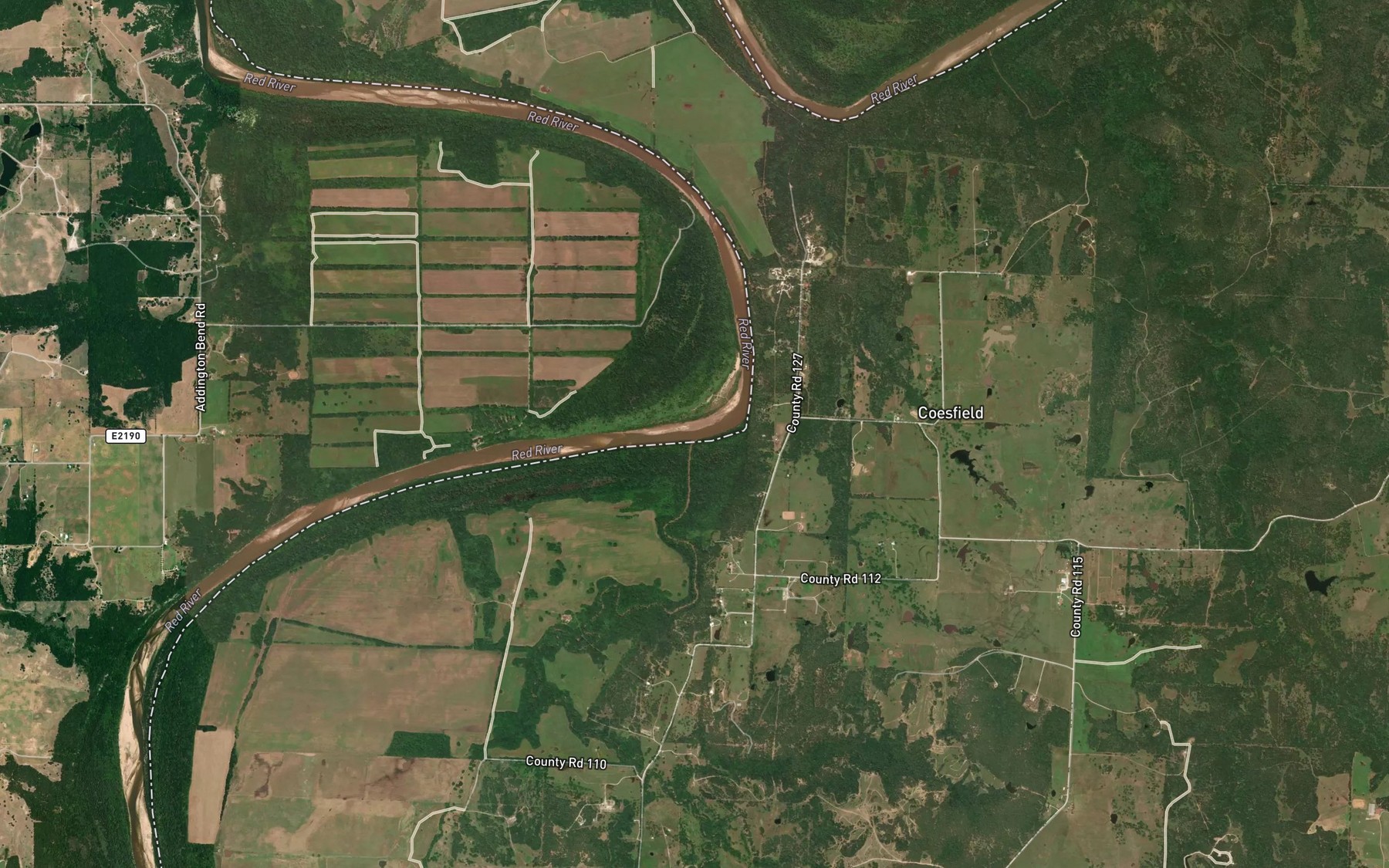 Satellite map of the Hickory Creek