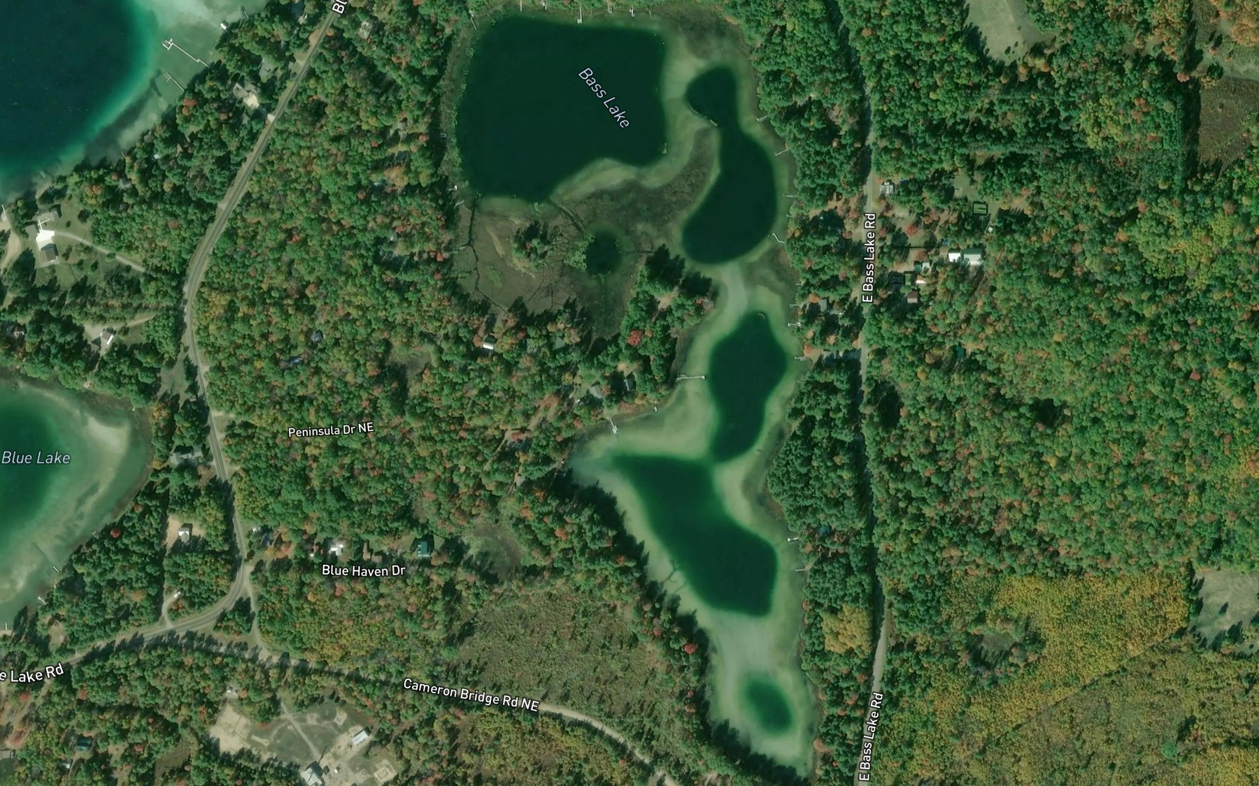 Satellite map of the Bass Lake