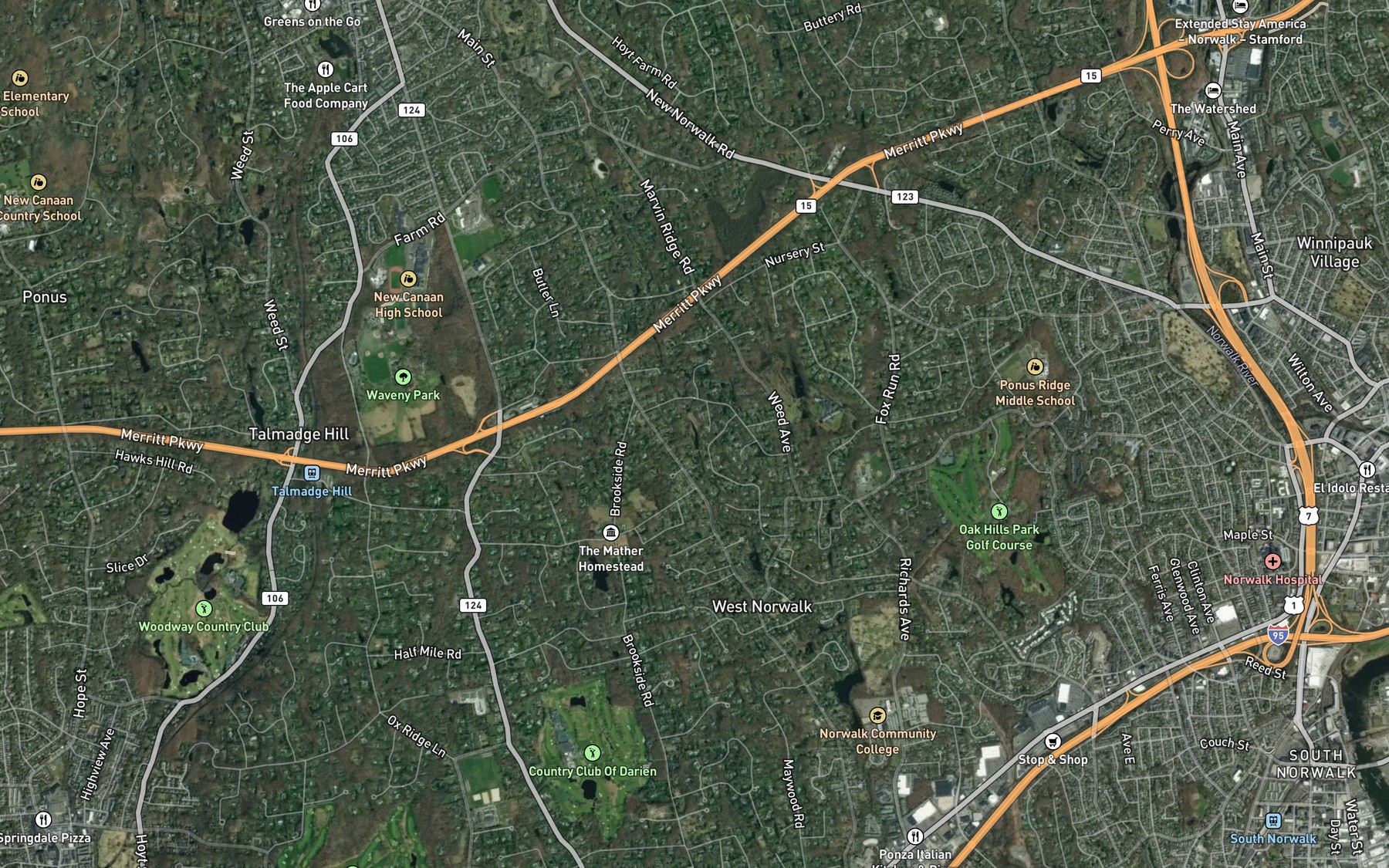 Satellite map of the Millard Pond