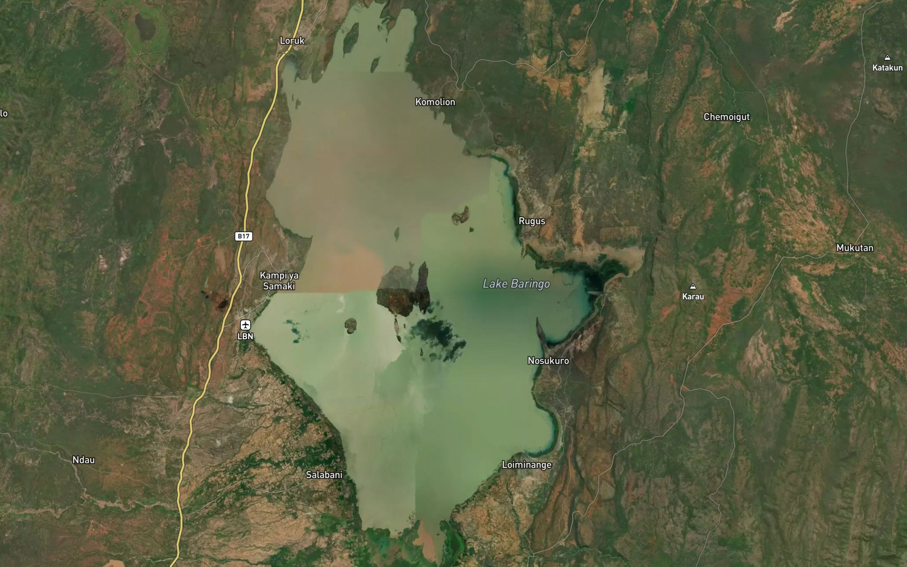 Satellite map of the Lake Baringo