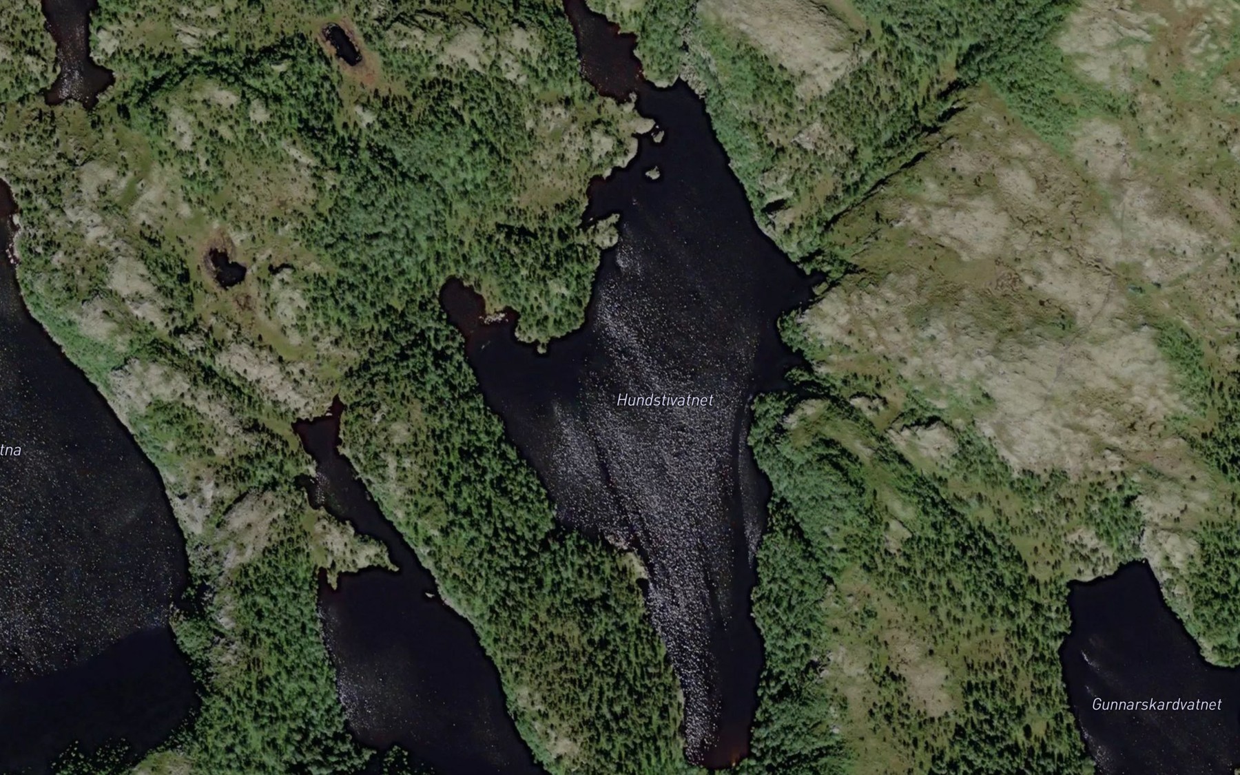 Satellite map of the Hundstivatnet