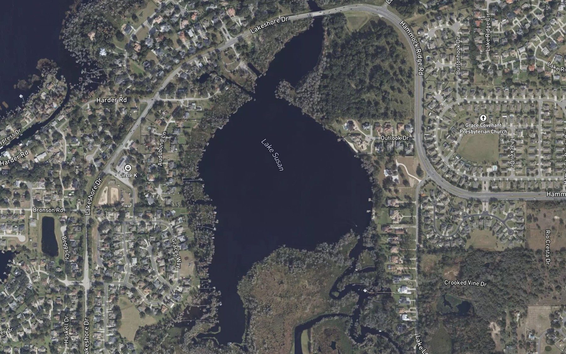 Satellite map of the Lake Susan