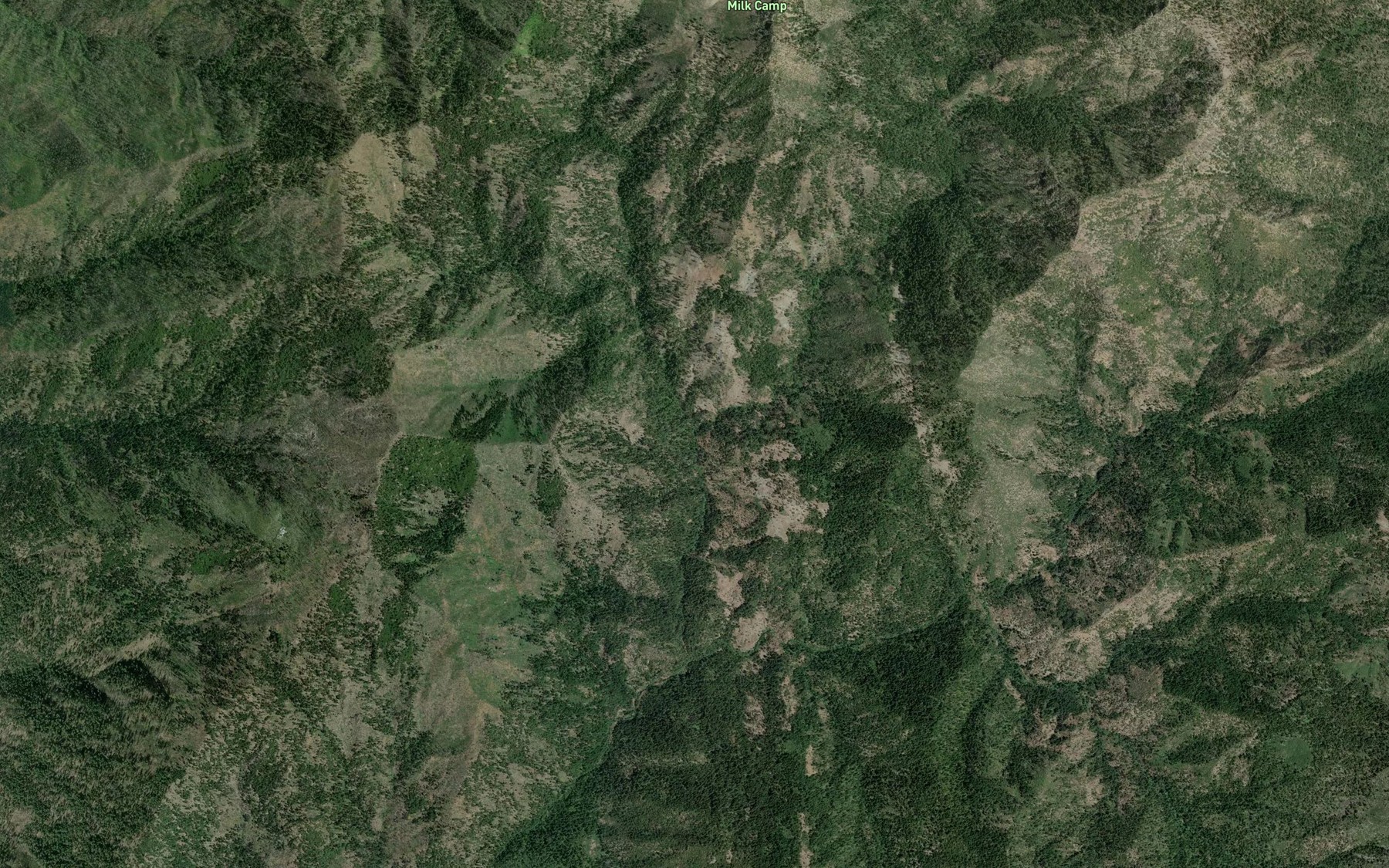 Satellite map of the Milk Creek