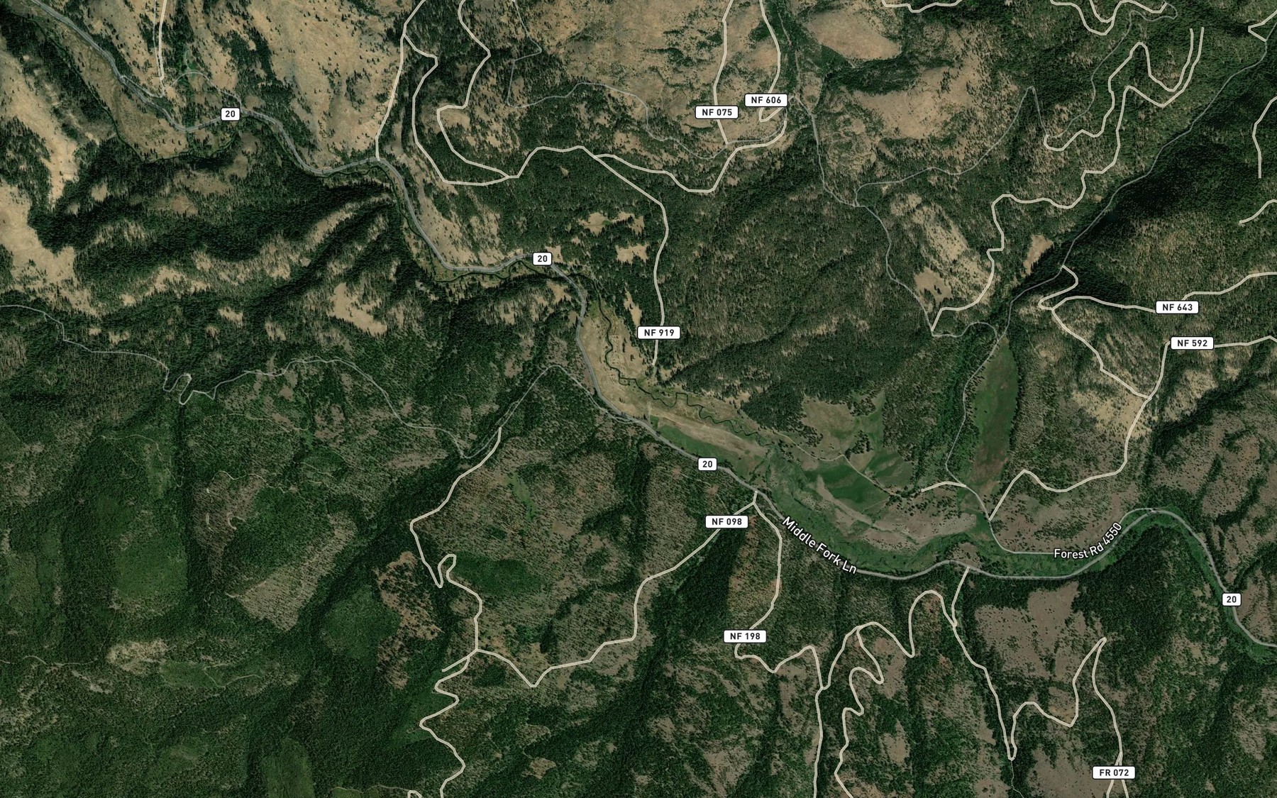 Satellite map of the Ruby Creek