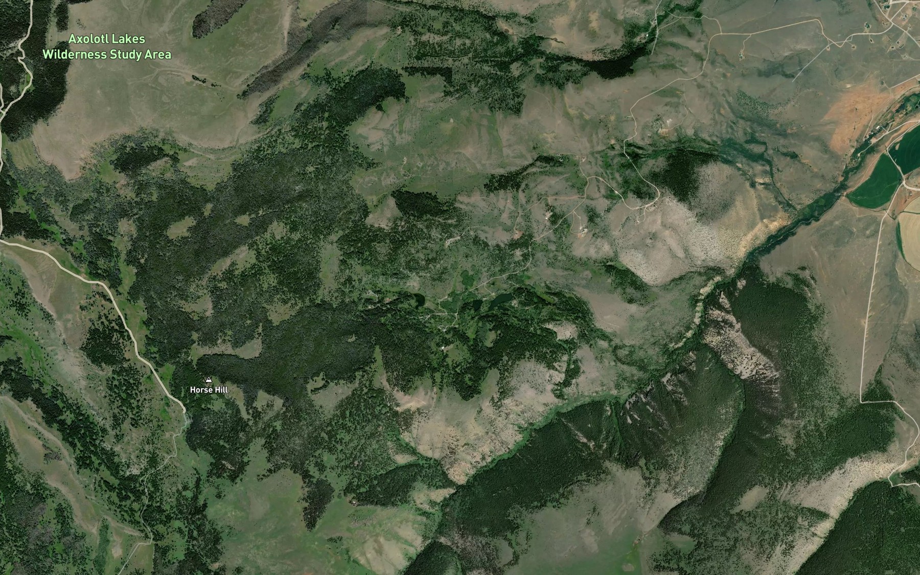 Satellite map of the Haypress Lakes