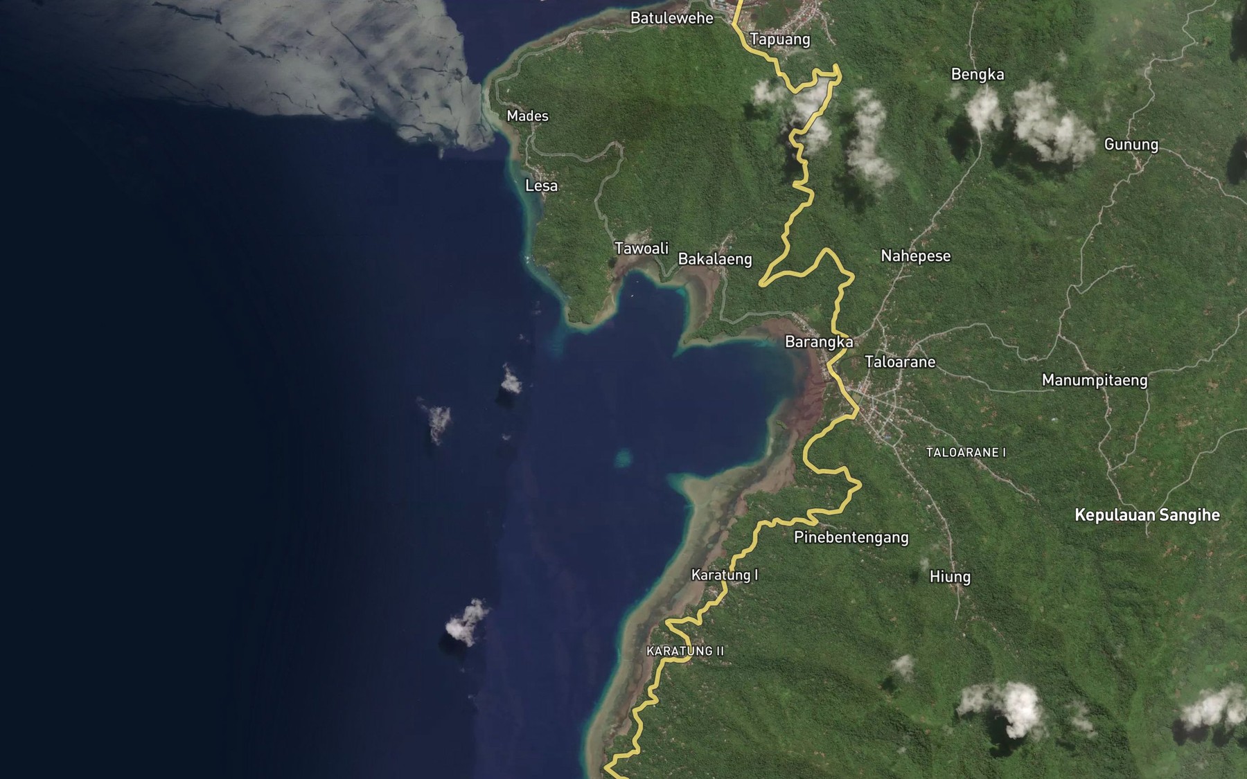 Satellite map of the Teluk Manganitu