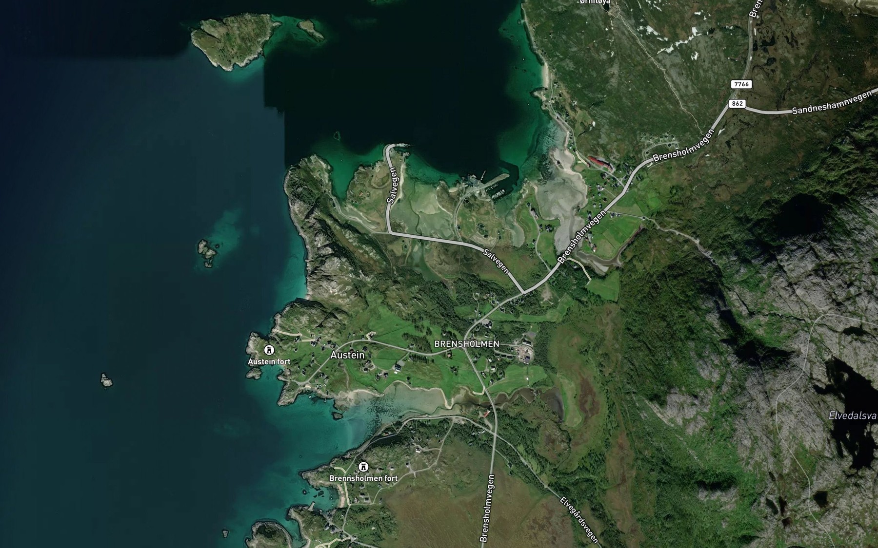 Satellite map of the Kvalvika