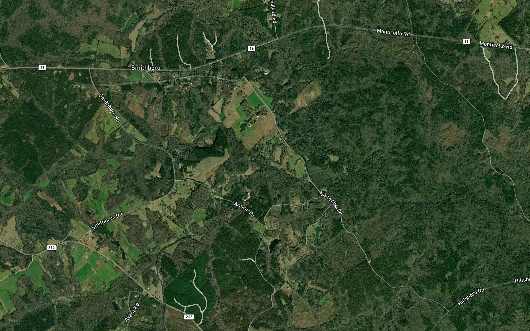 Satellite map of the South Fork Wolf Creek