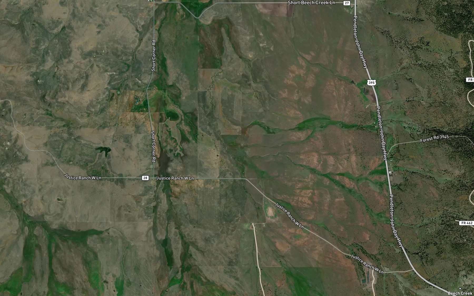 Satellite map of the Stewart Creek