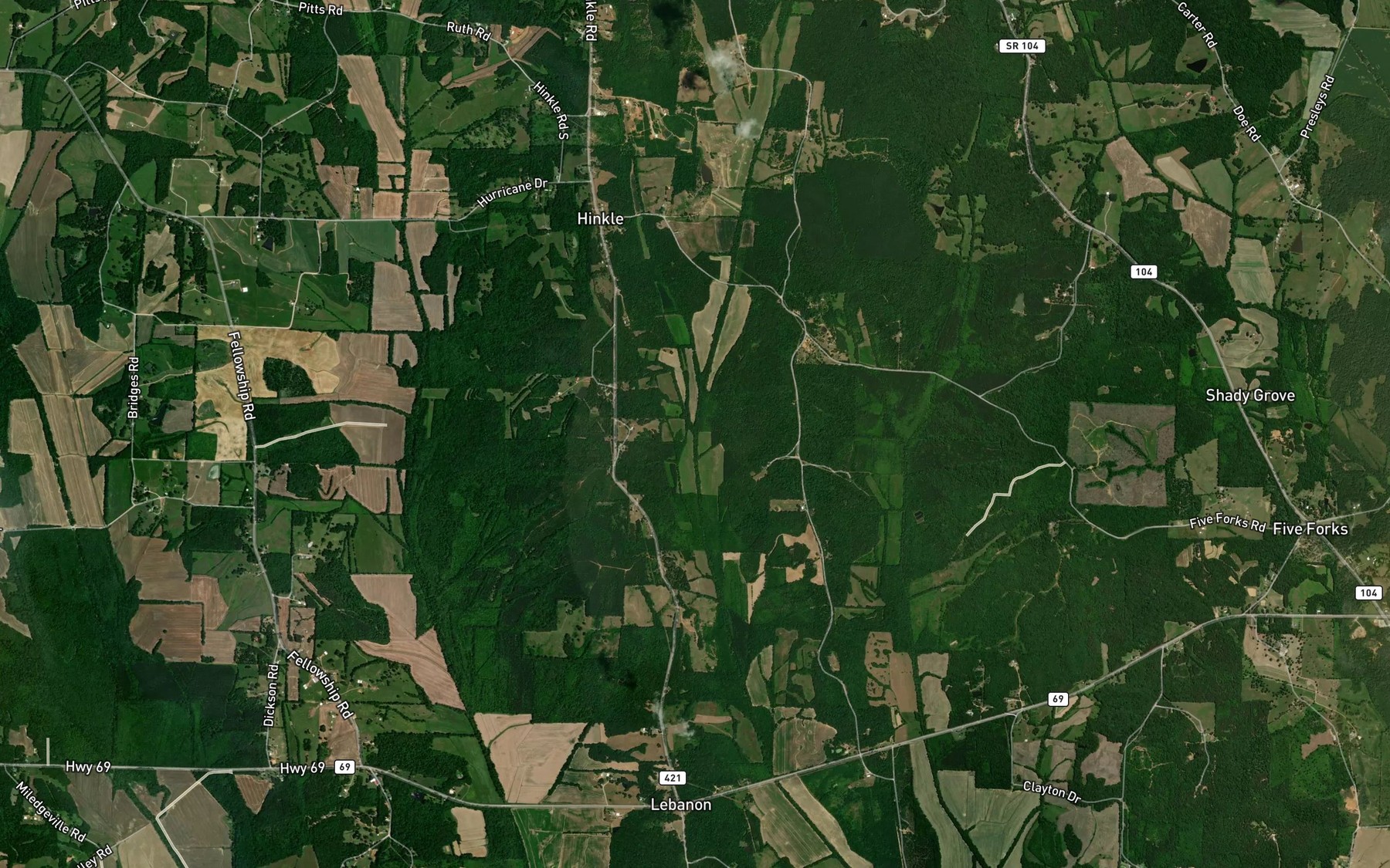 Satellite map of the Sanderson Branch