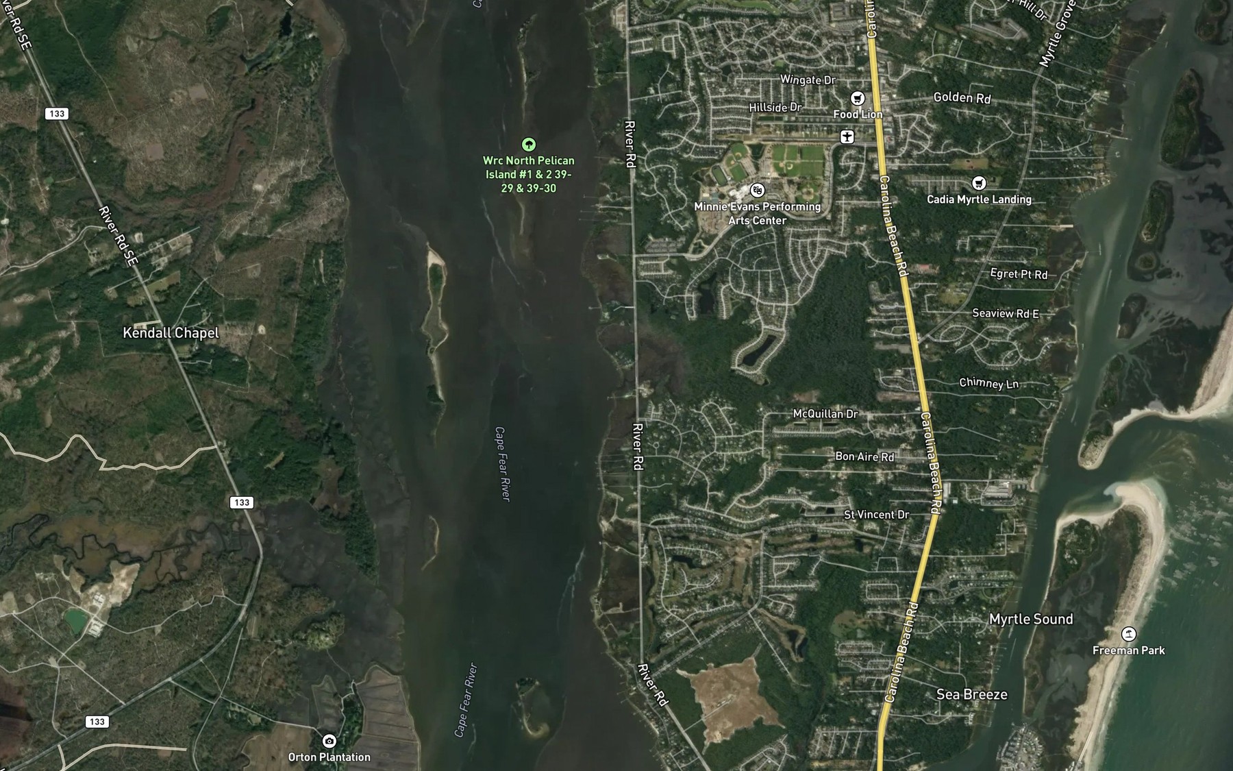 Satellite map of the Lords Creek
