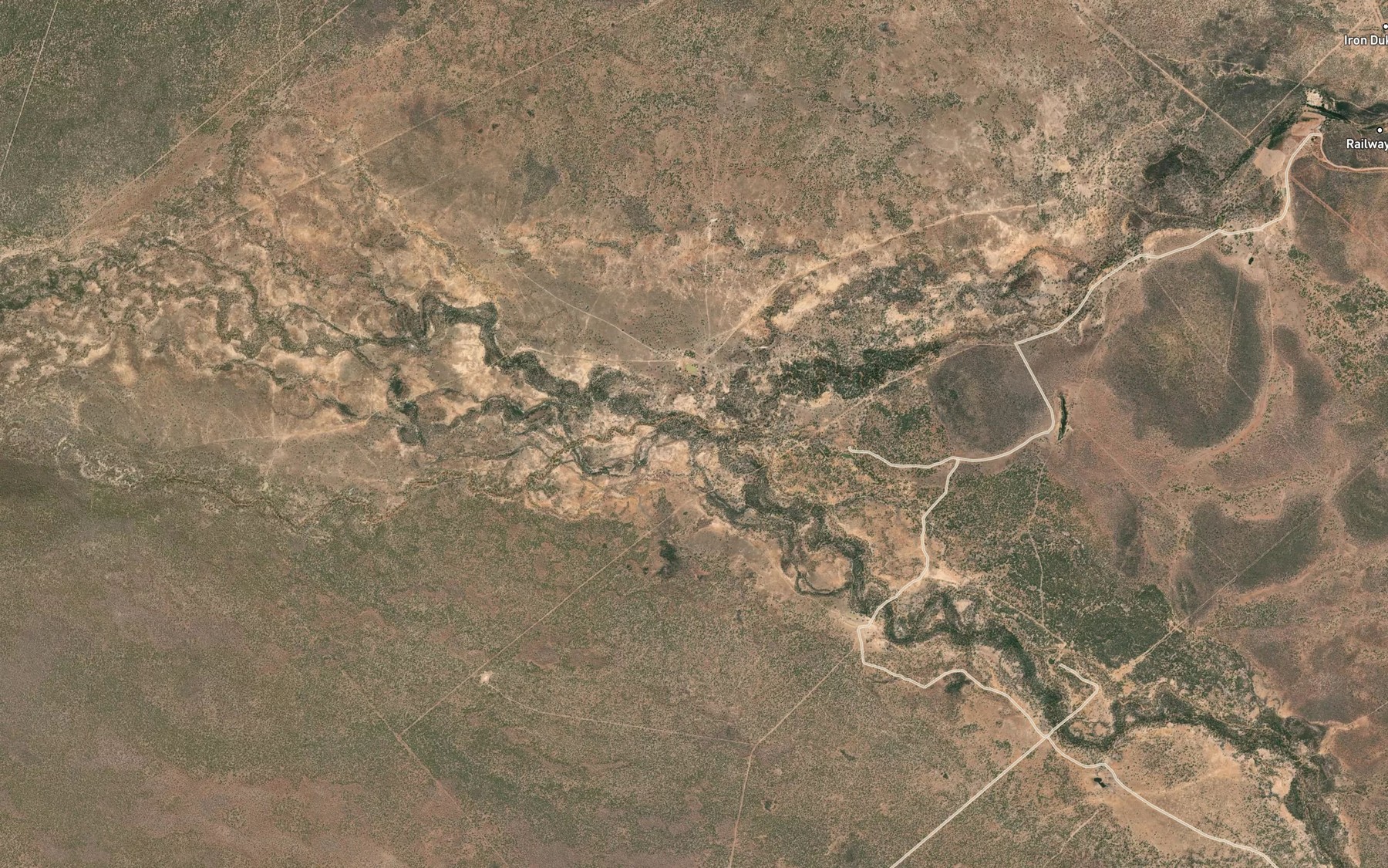 Satellite map of the Corktree Creek