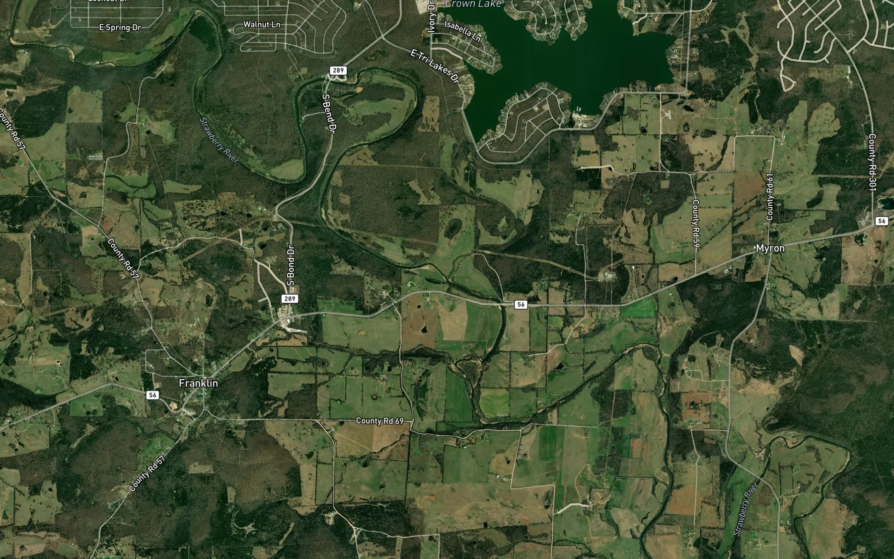 Satellite map of the Bens Creek