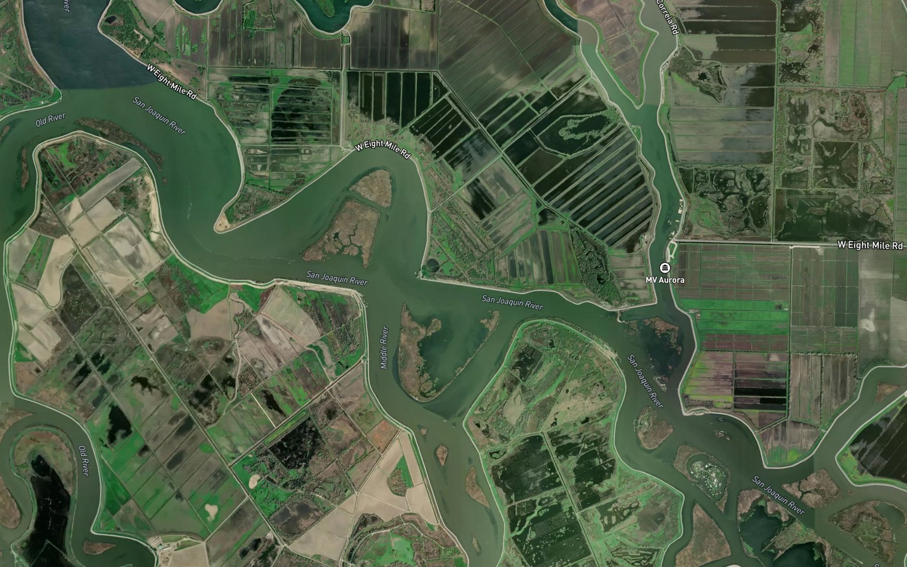 Satellite map of the Stockton Deep Water Channel