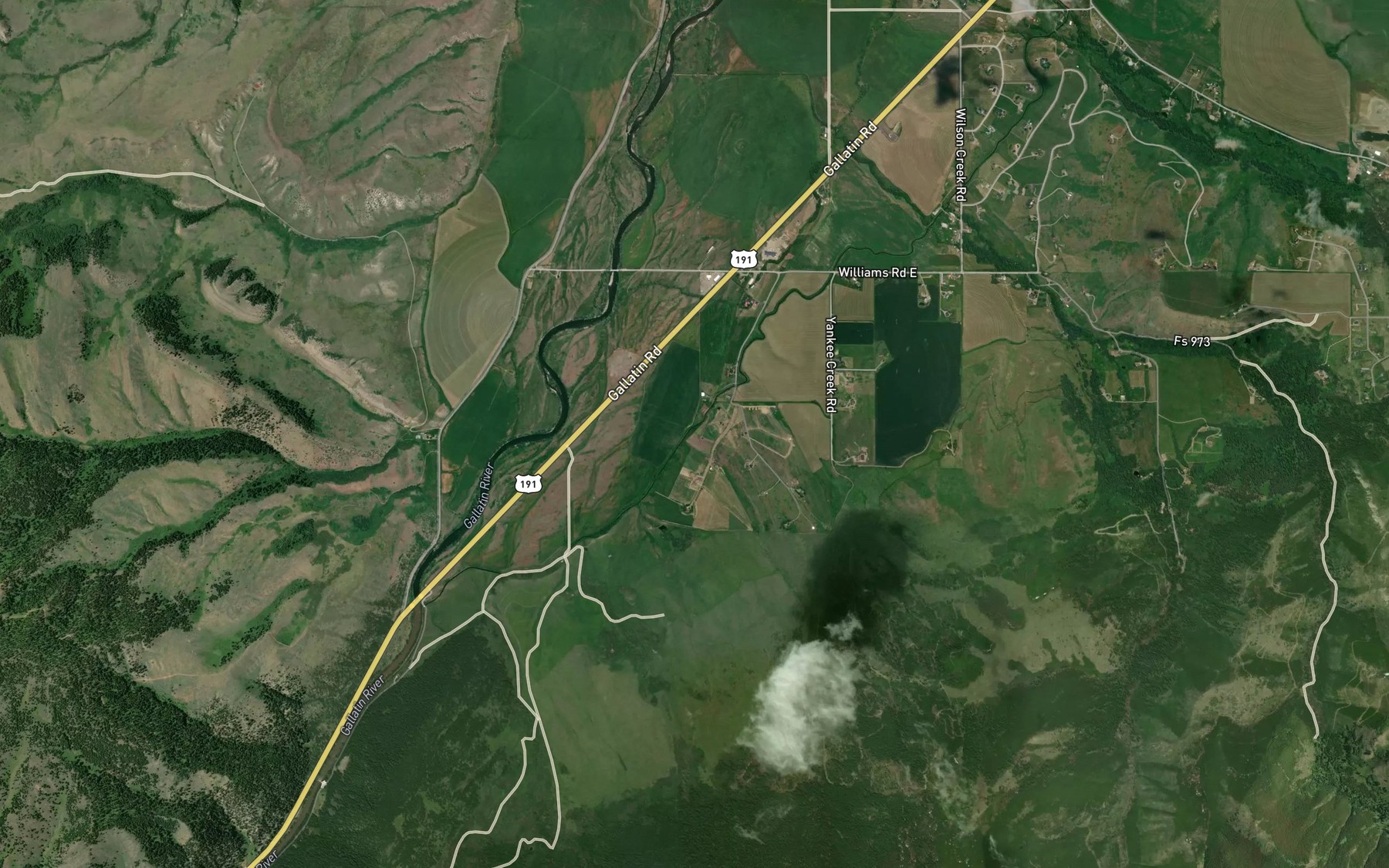 Satellite map of the Yankee Creek