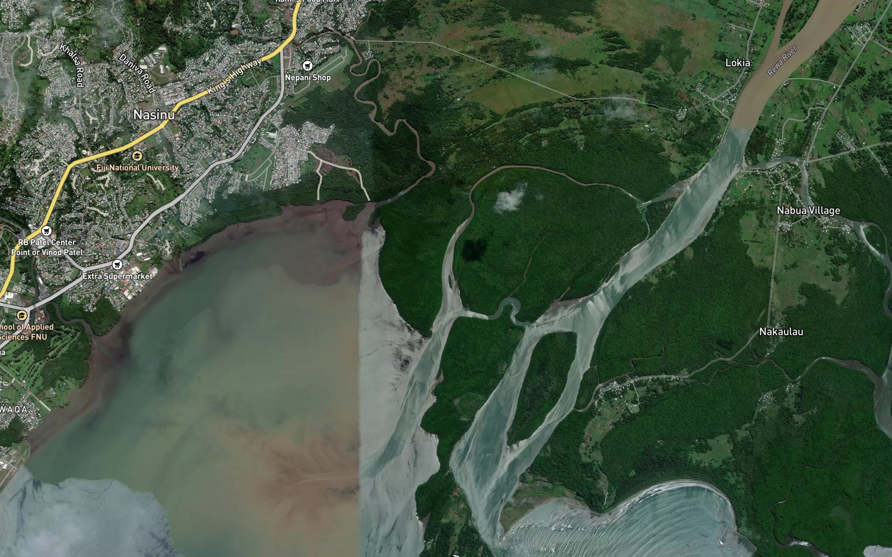 Satellite map of the Vunidawa River
