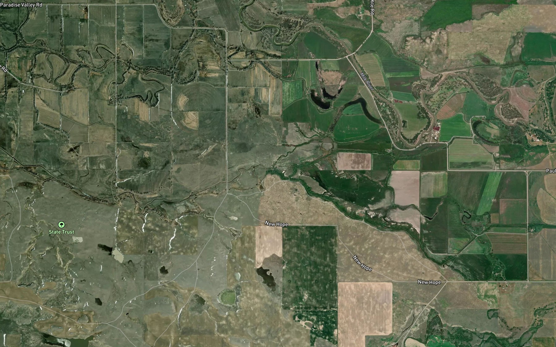 Satellite map of the Snake Creek Ditch