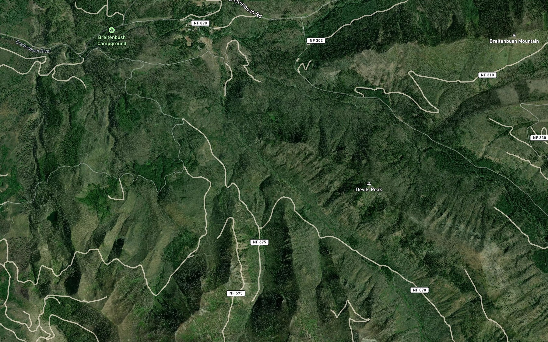 Satellite map of the Skunk Creek