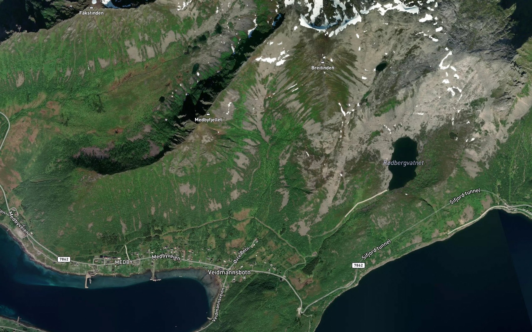 Satellite map of the Innerdalselva