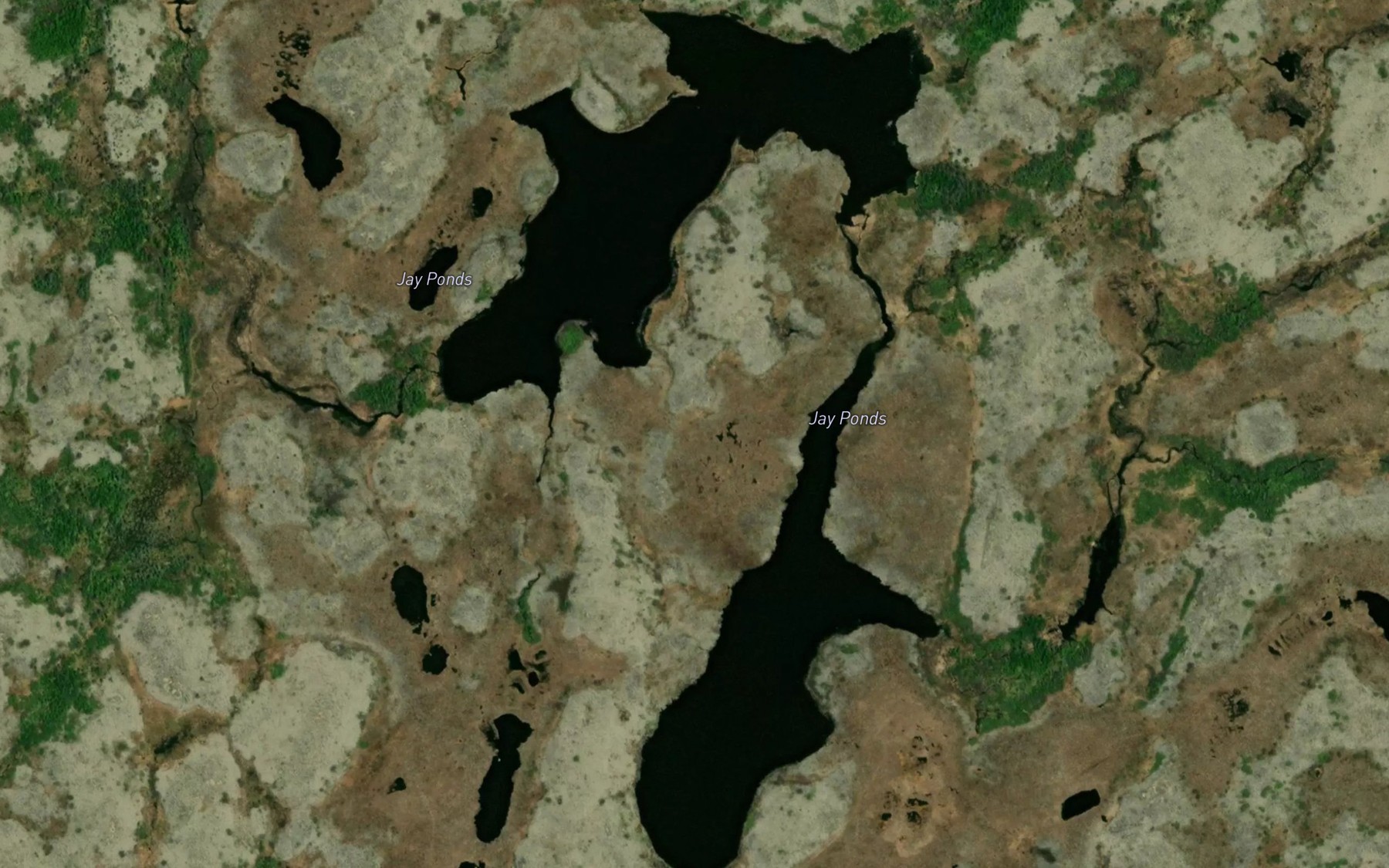 Satellite map of the Jay Ponds