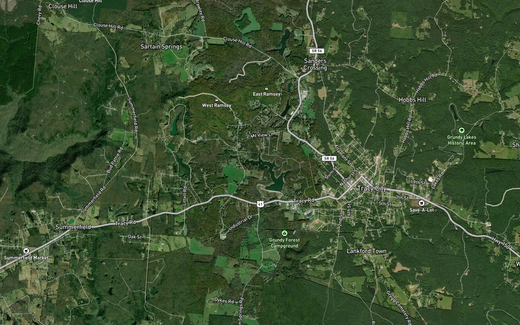Satellite map of the Meeks Branch
