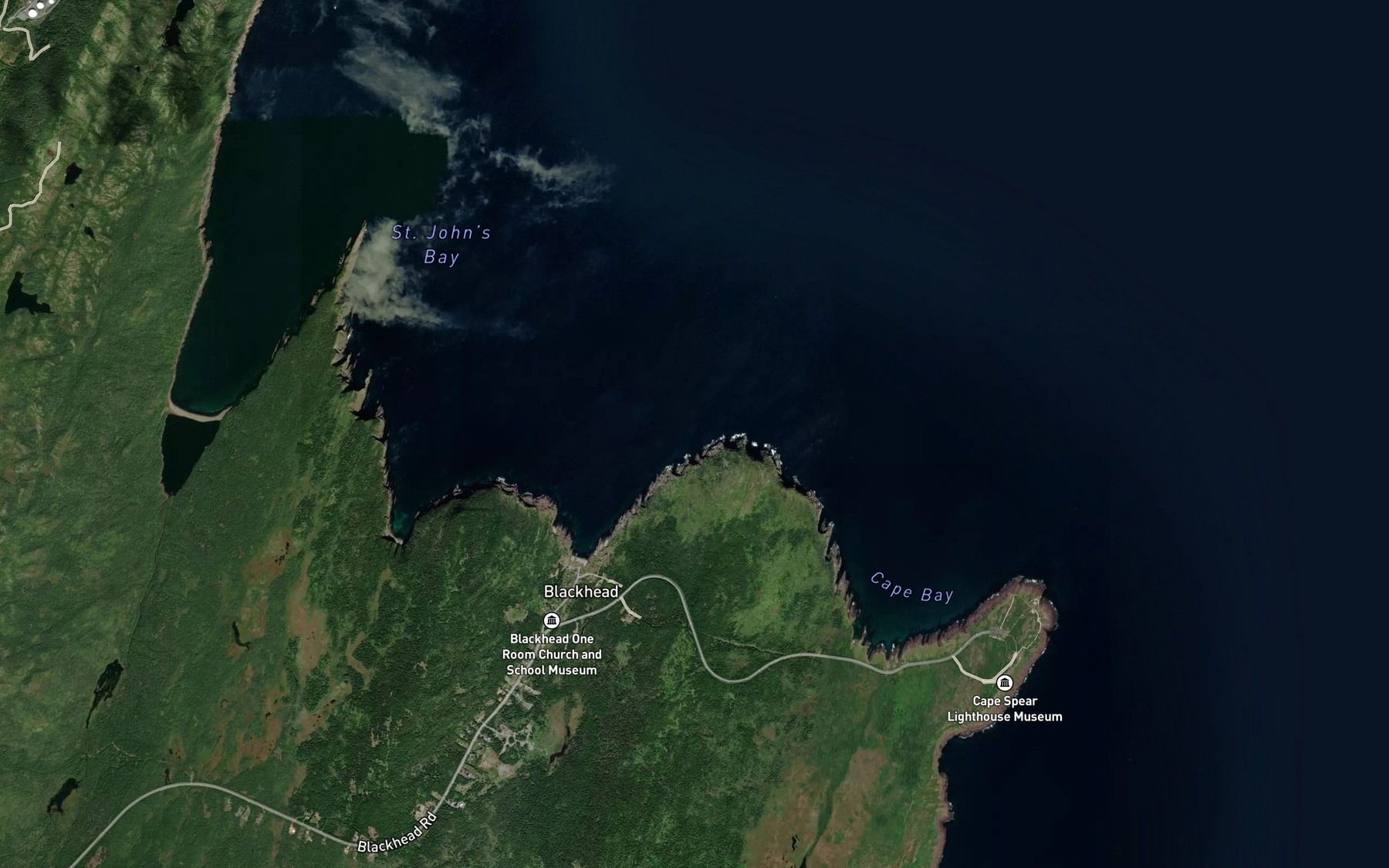 Satellite map of the Blackhead Bay