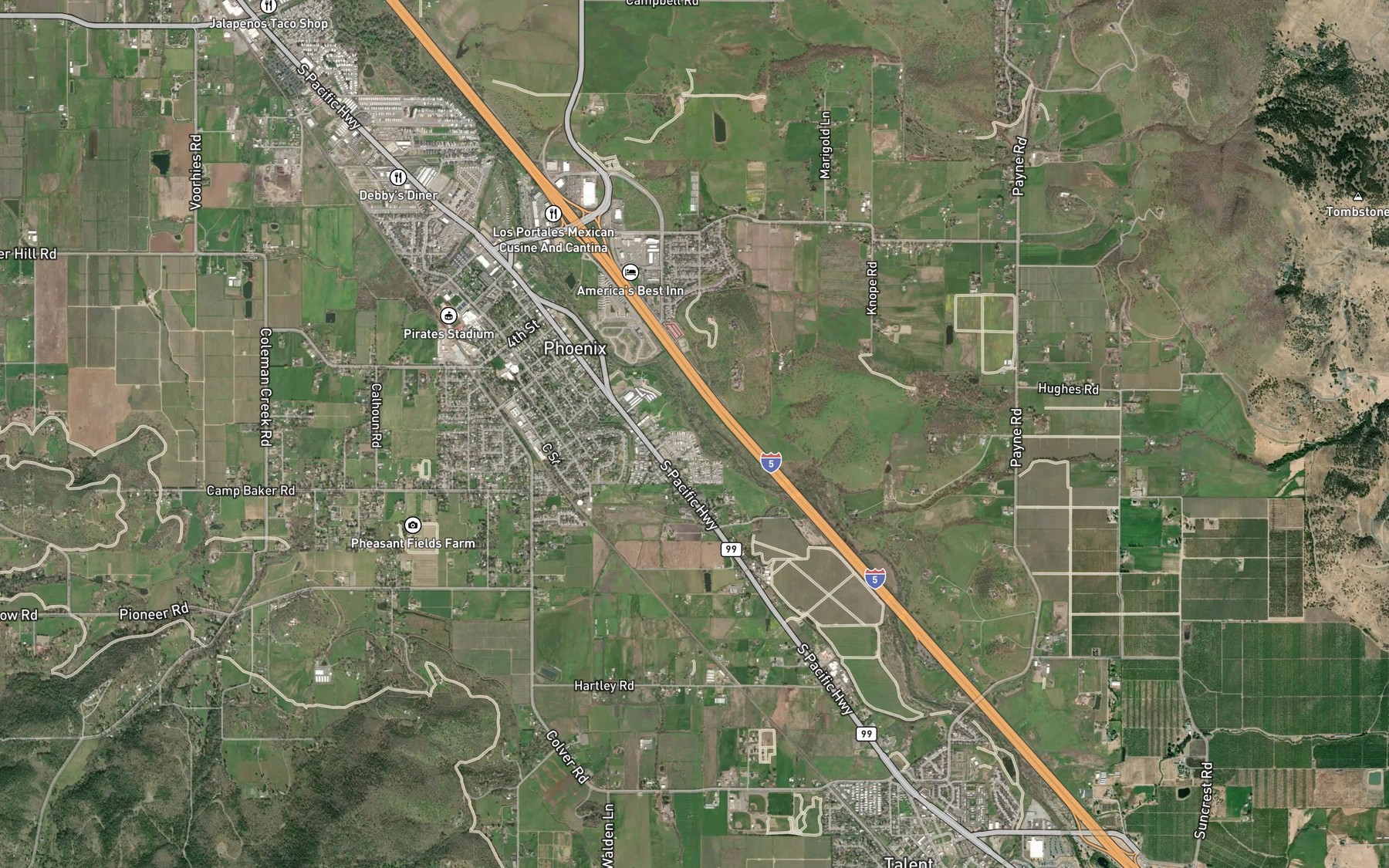 Satellite map of the Anderson Creek