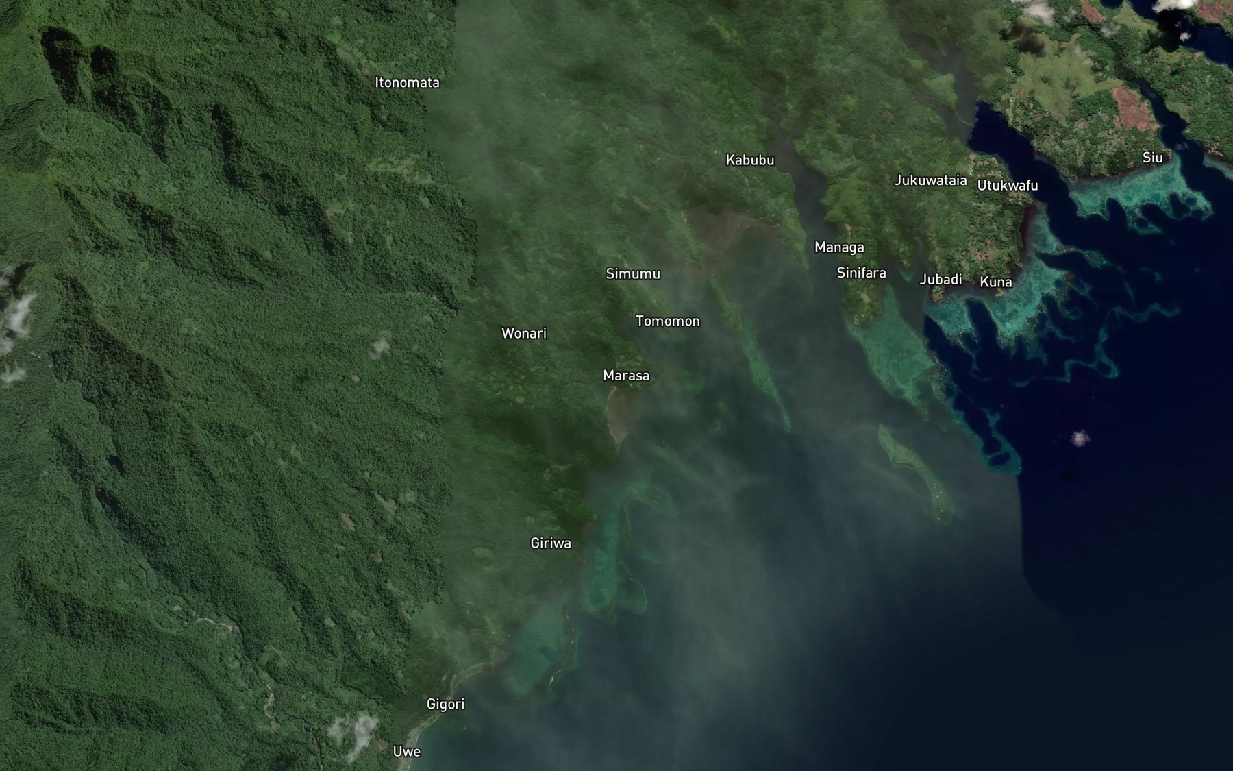 Satellite map of the Wonare River