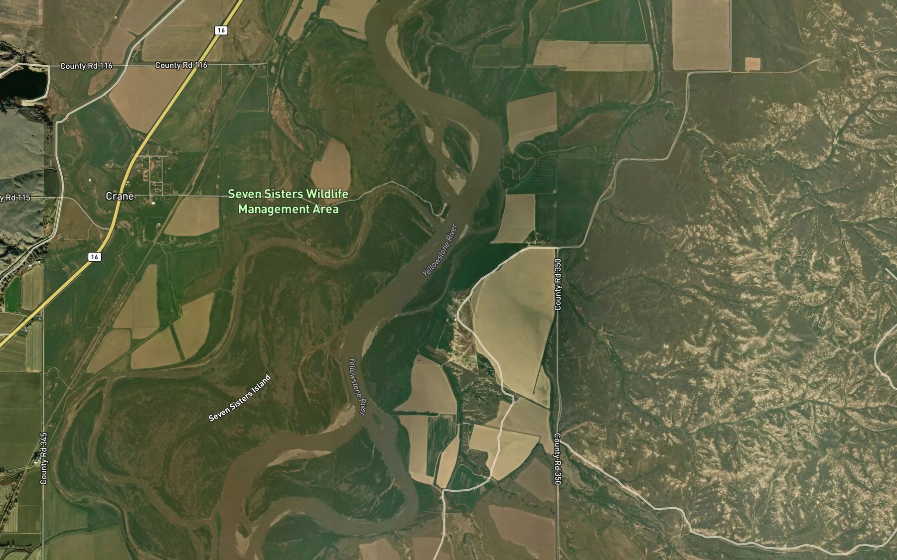 Satellite map of the Alkali Creek