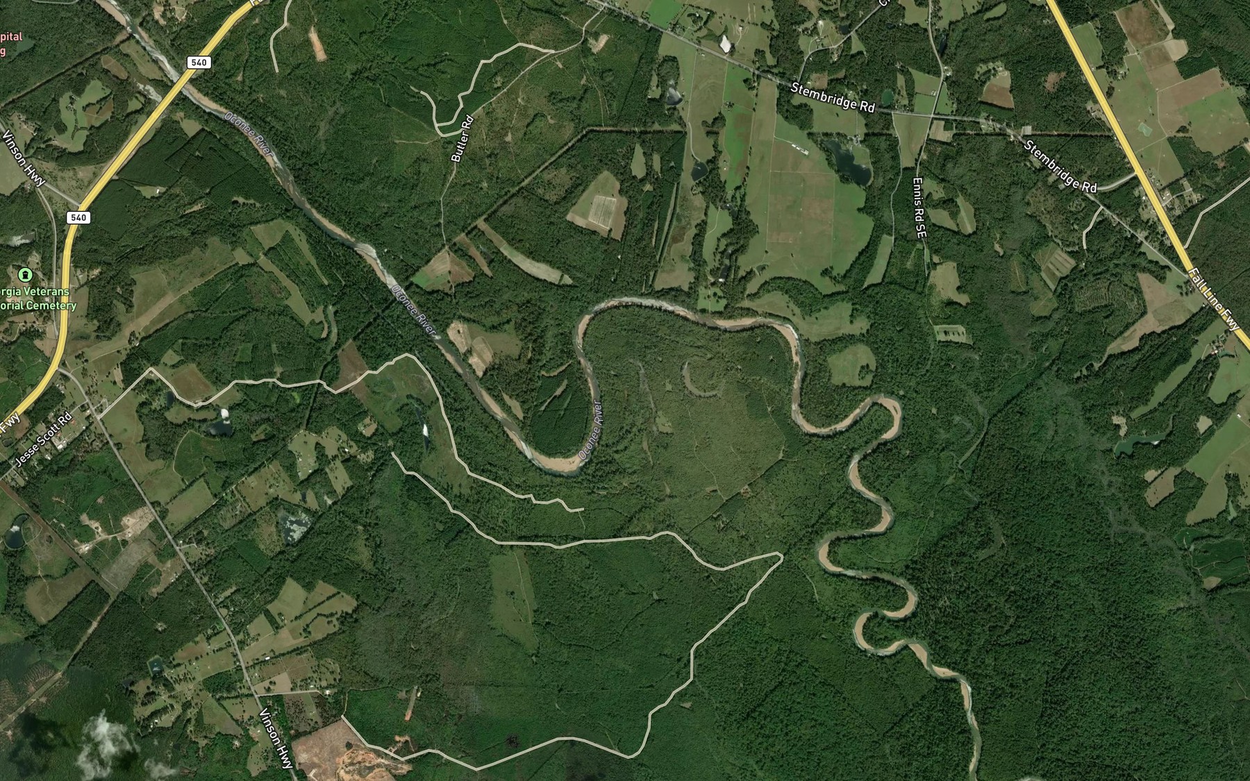 Satellite map of the Ginhouse Lake