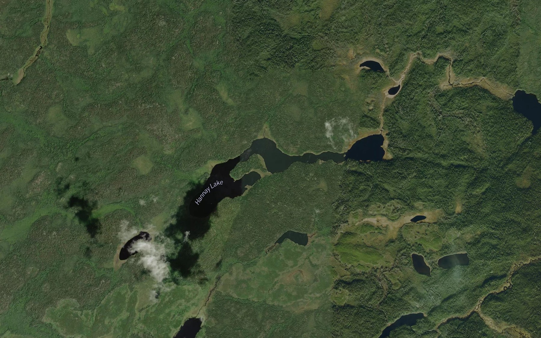 Satellite map of the Hannay Lake