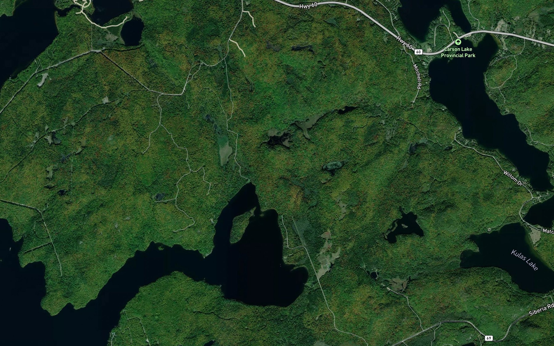 Satellite map of the Recoski Pond